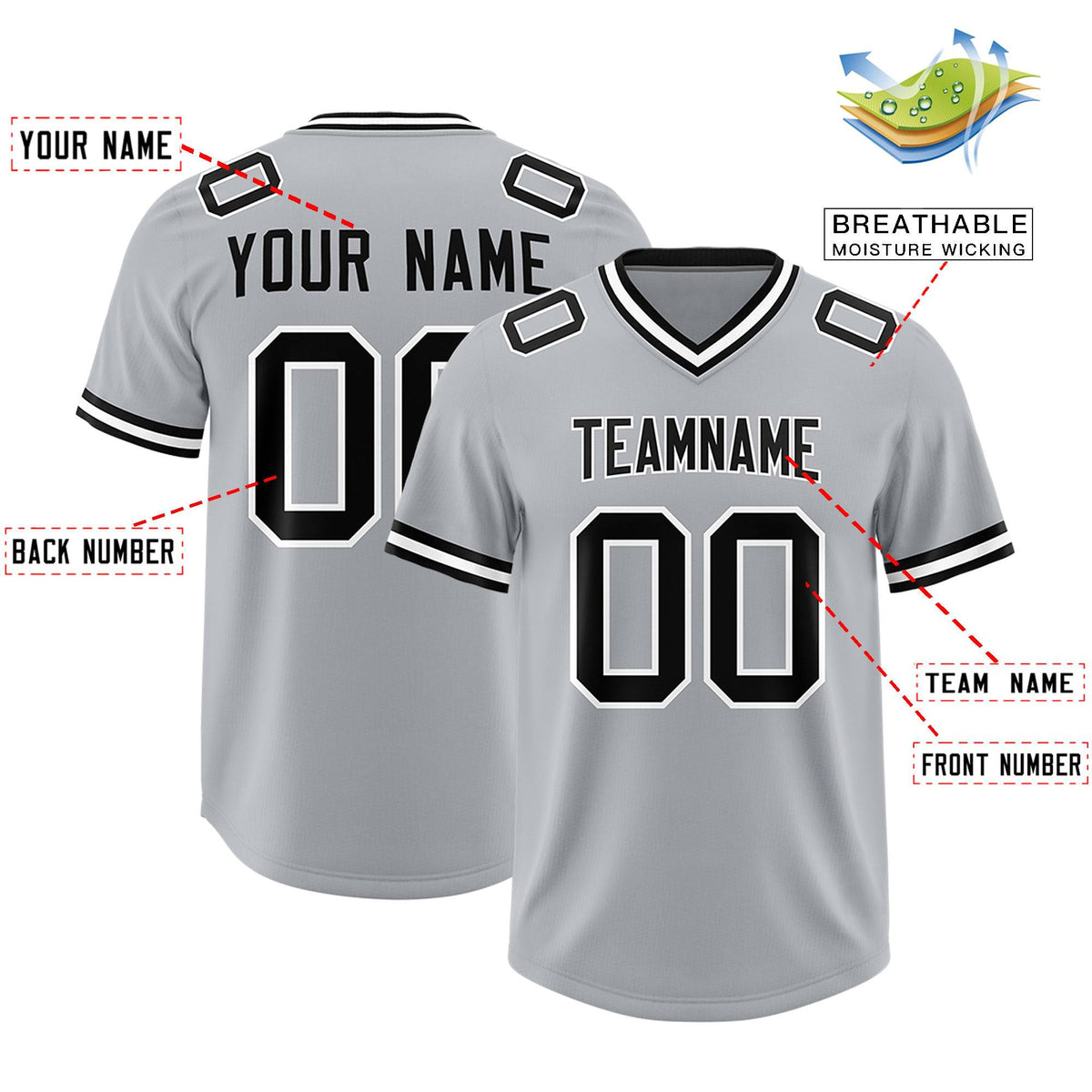 Custom Silver Classic Style American Football Jerseys