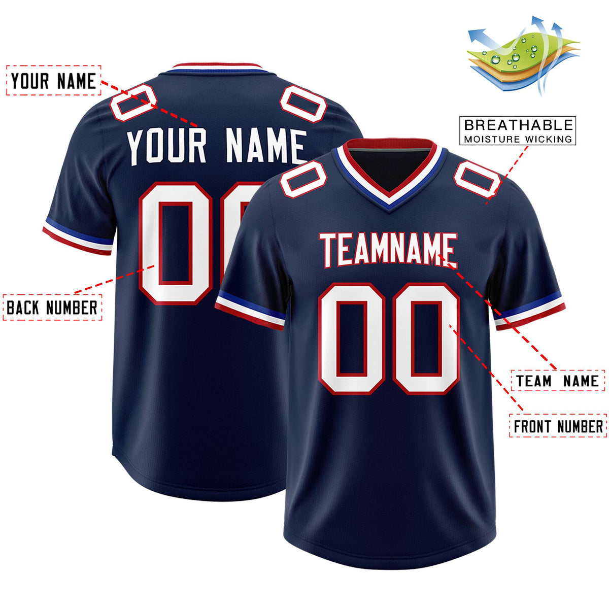 Custom Navy Classic Style American Football Jerseys