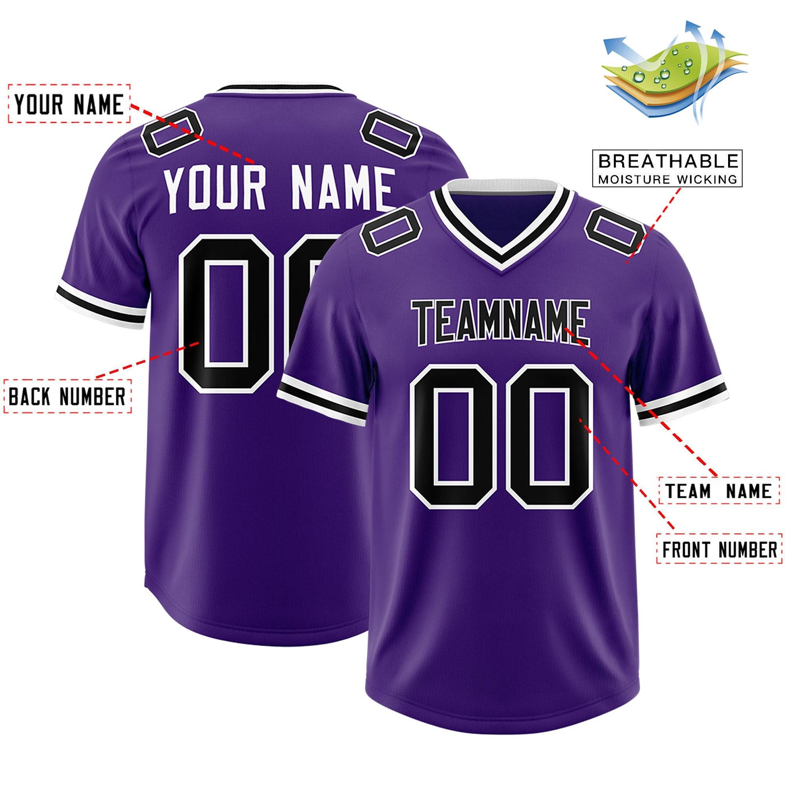 Custom Purple Classic Style American Football Jerseys