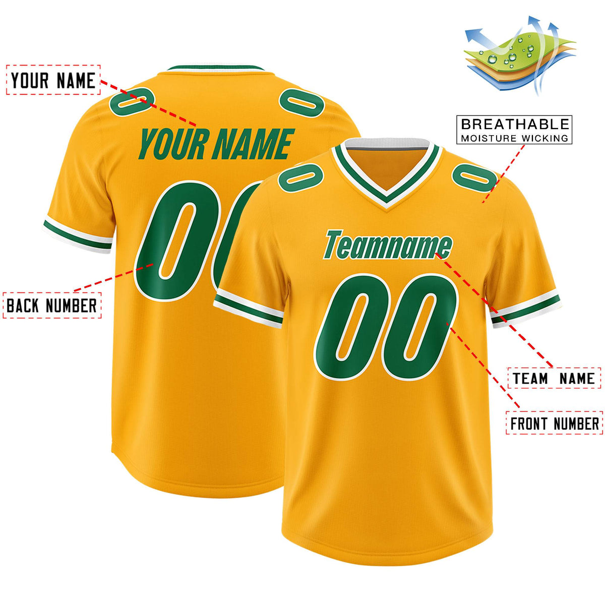 Custom Yellow Classic Style American Football Jerseys