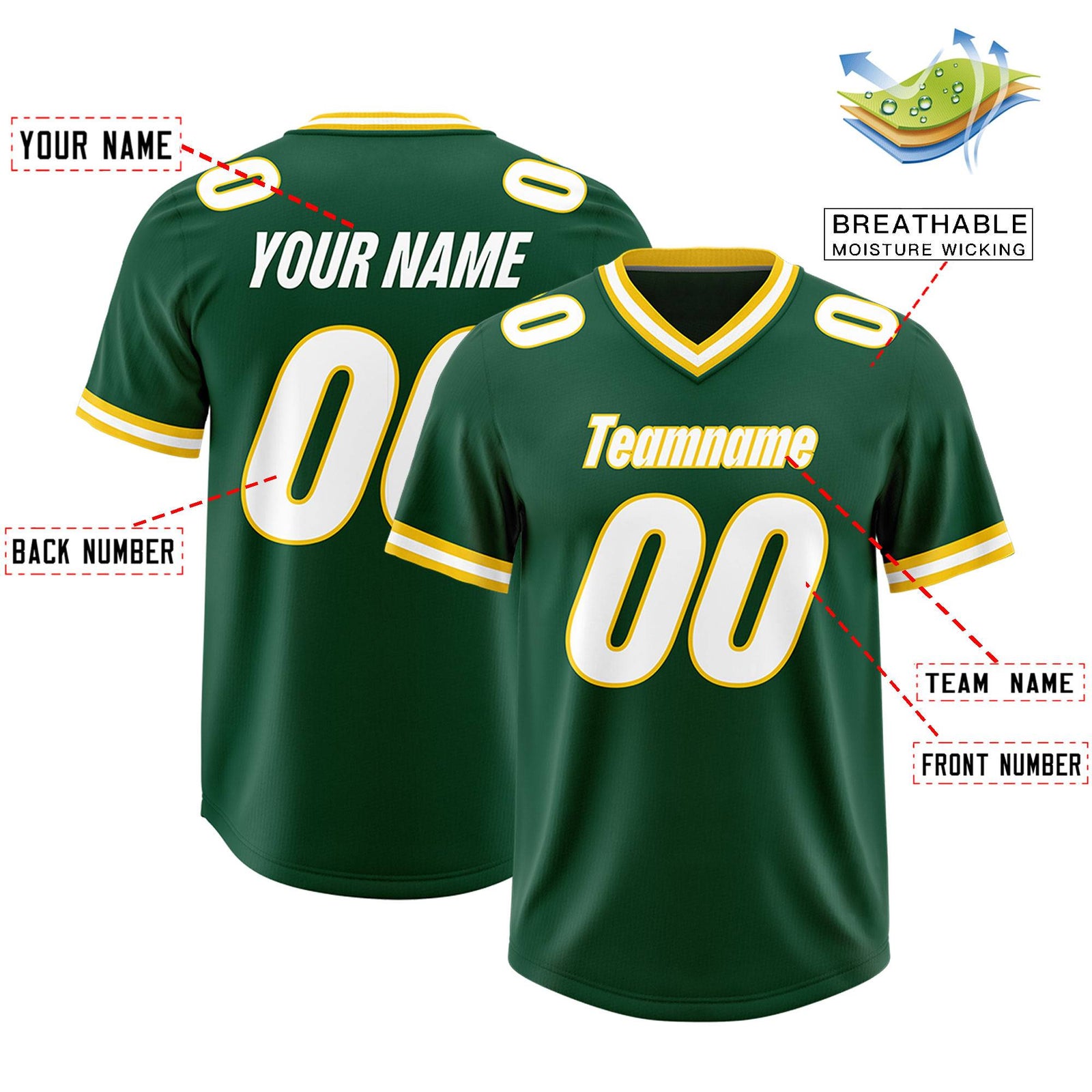 Custom Green Classic Style American Football Jerseys