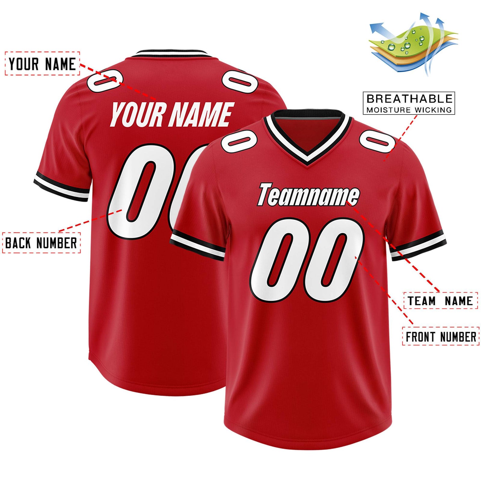 Custom Red Classic Style American Football Jerseys