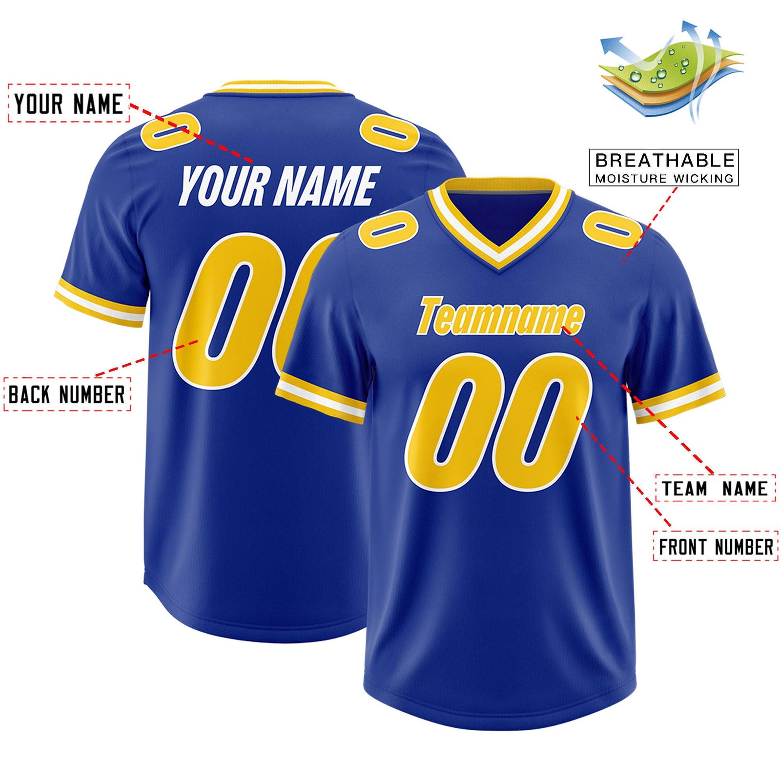 Custom Royal Classic Style American Football Jerseys