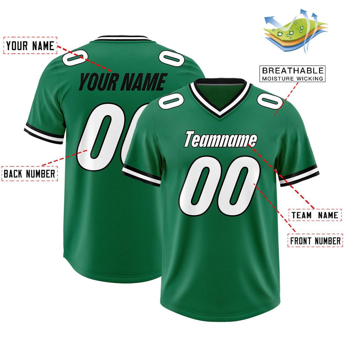 Custom Kelly Green Classic Style American Football Jerseys