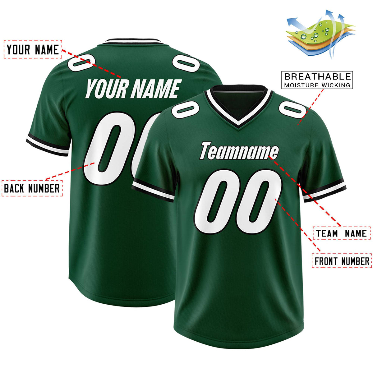 Custom Green Classic Style American Football Jerseys