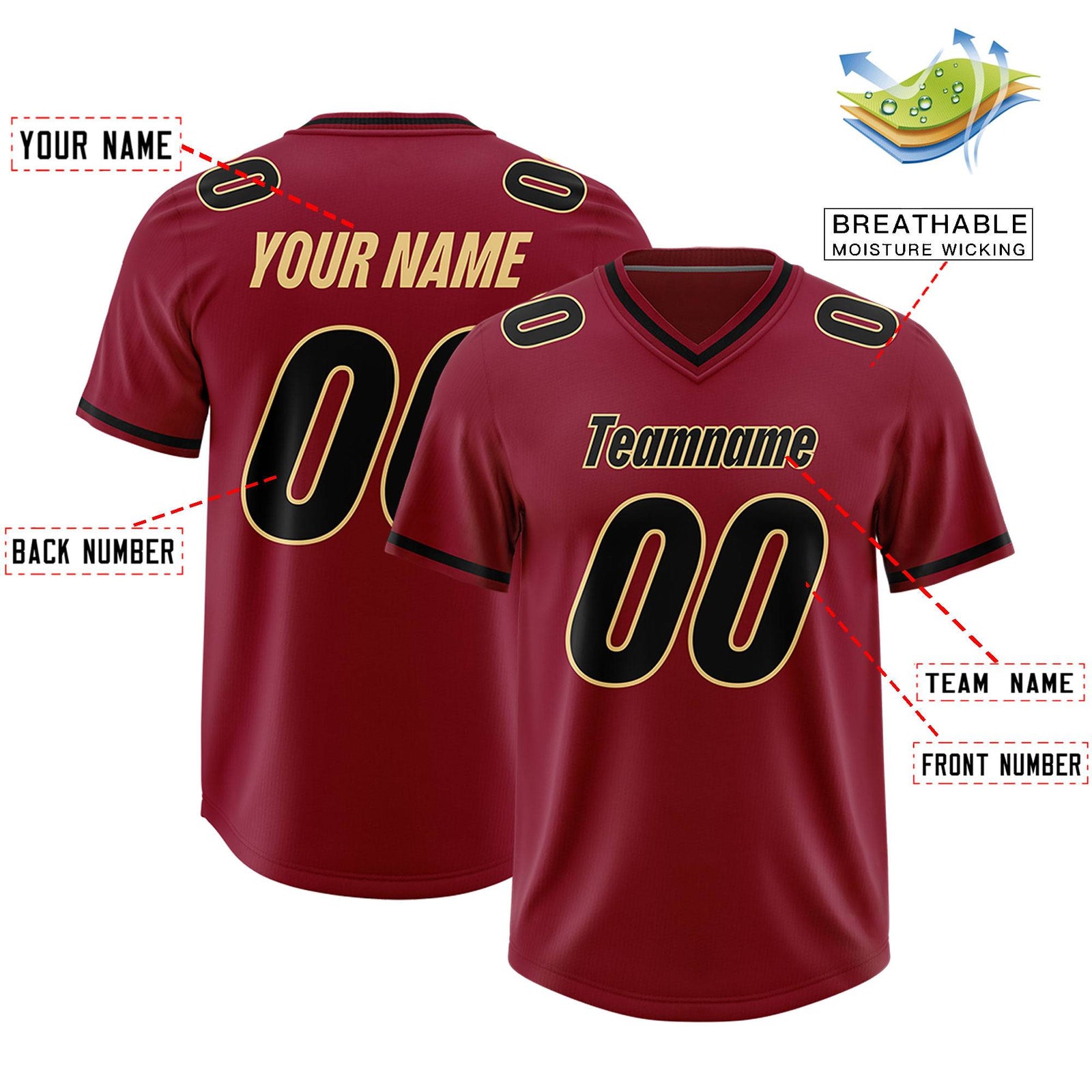 Custom Crimson Classic Style American Football Jerseys