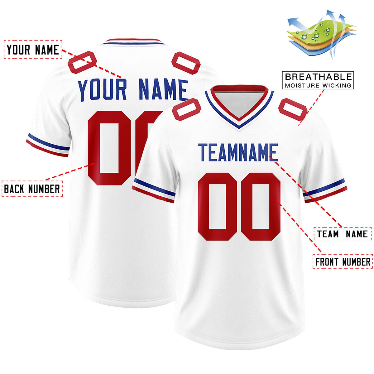 Custom White Classic Style American Football Jerseys