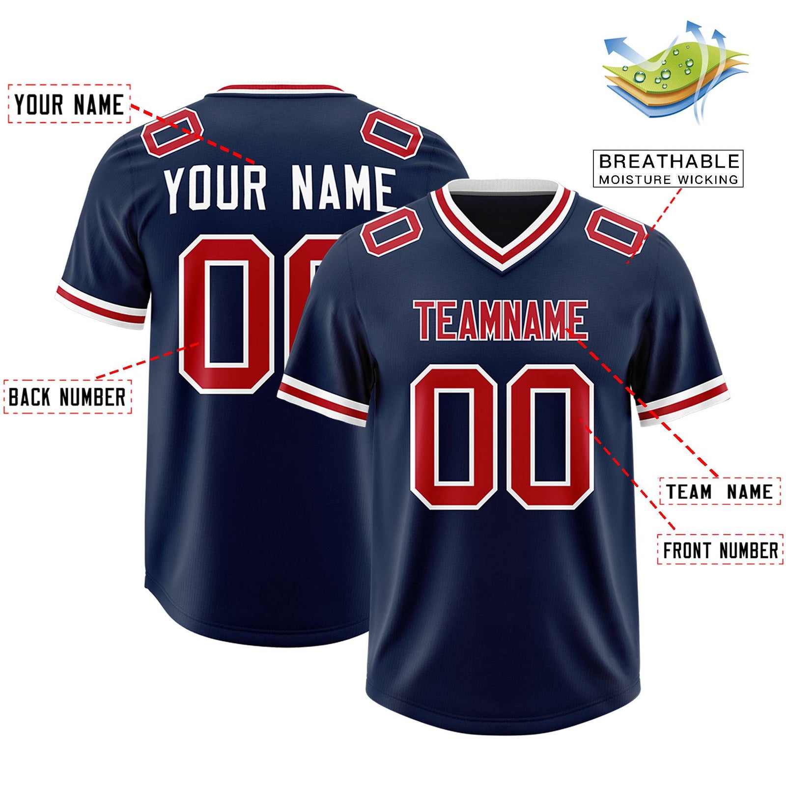 Custom Navy Classic Style American Football Jerseys