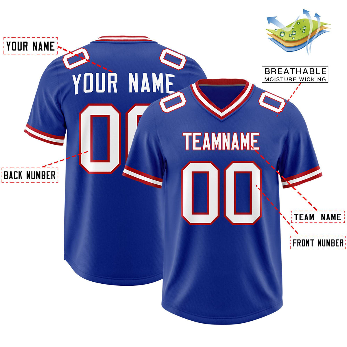 Custom Royal Classic Style American Football Jerseys