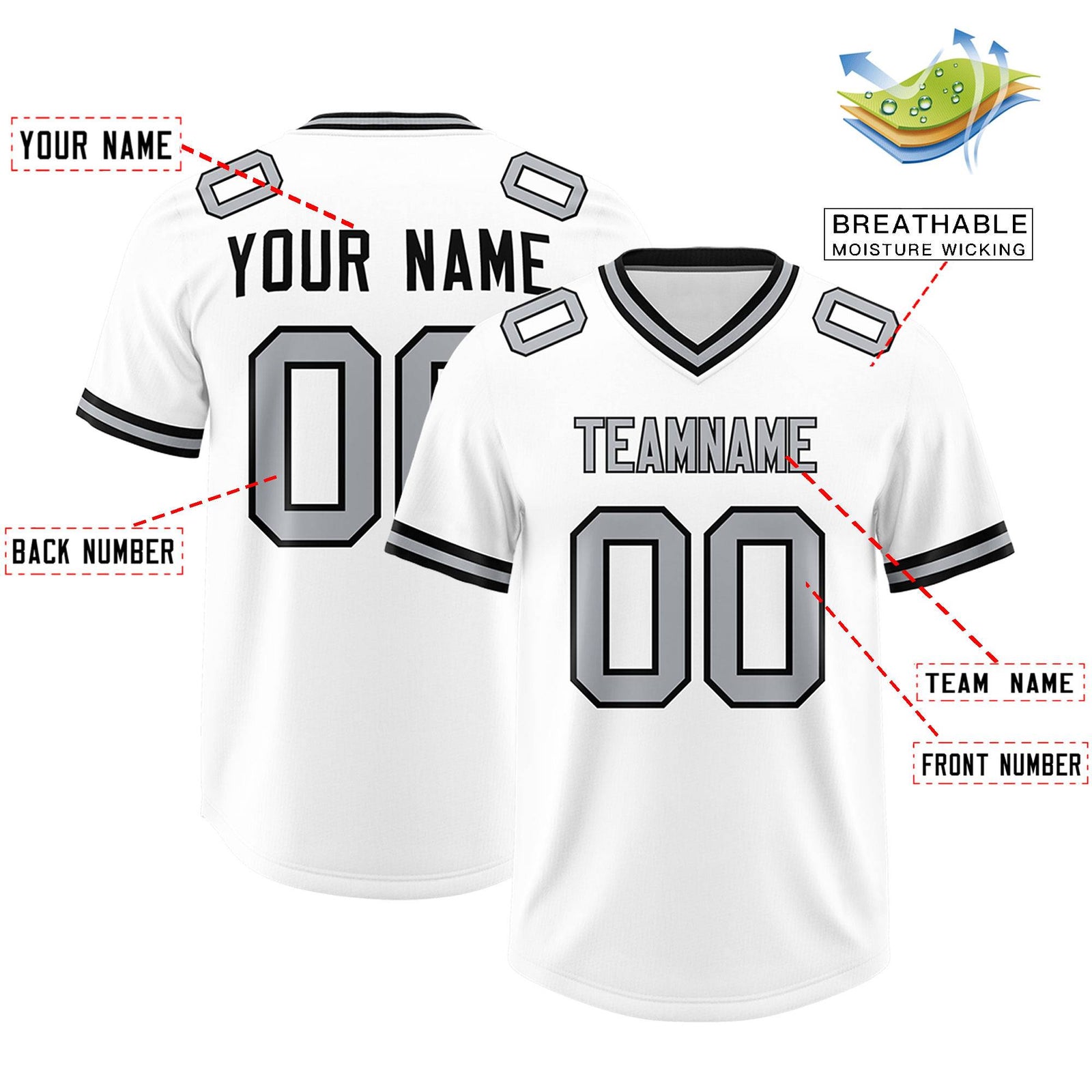 Custom White Classic Style American Football Jerseys