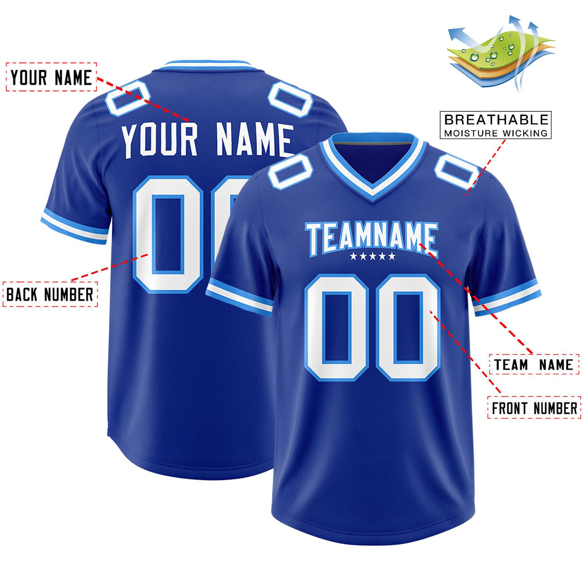 Custom Royal Football Jersey