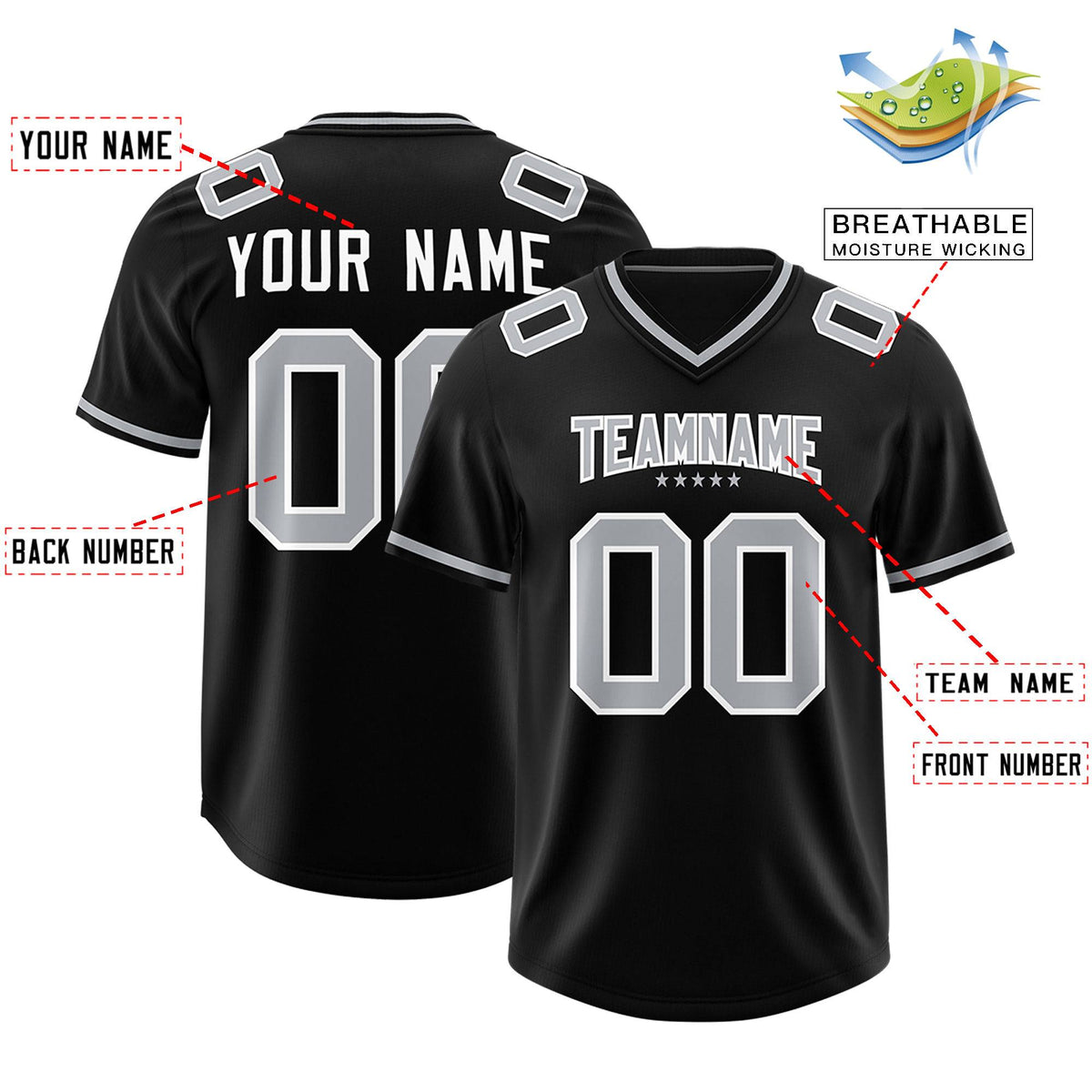 Custom Black Football Jersey