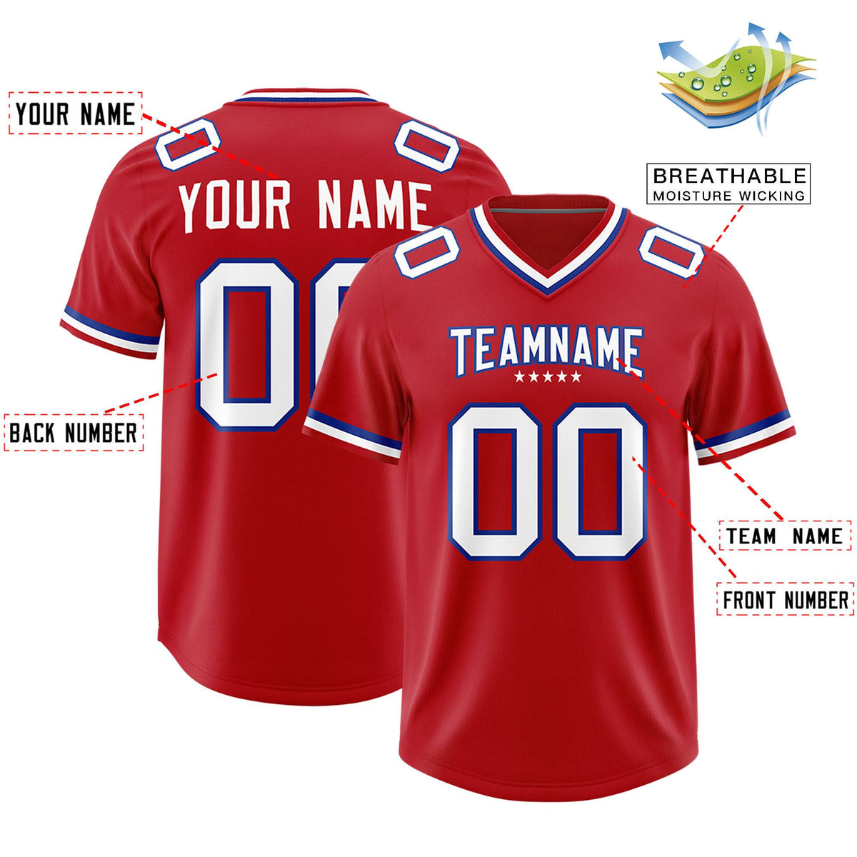 Custom Red Football Jersey