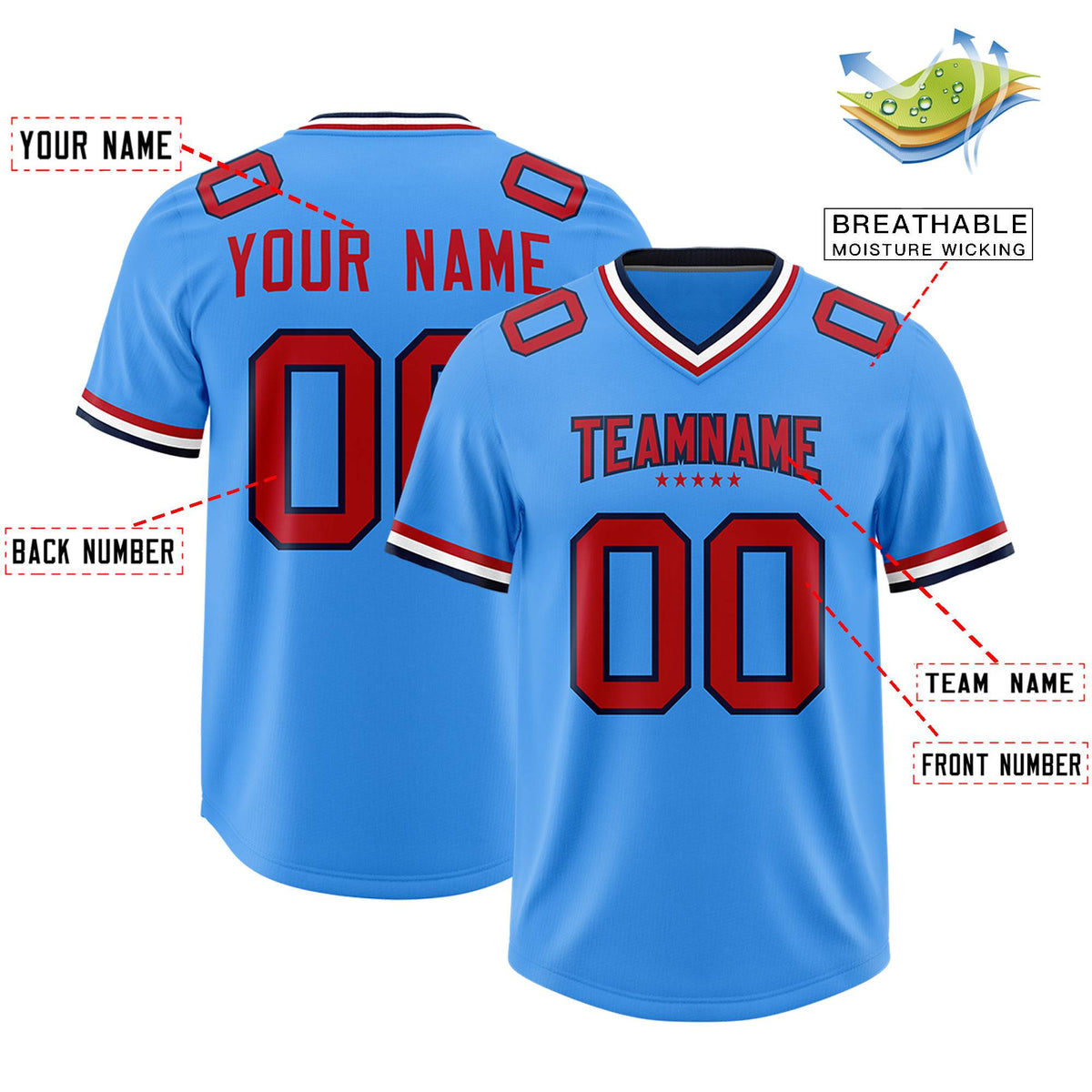 Custom Powder Blue Football Jersey