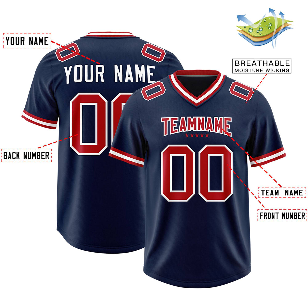 Custom Navy Football Jersey