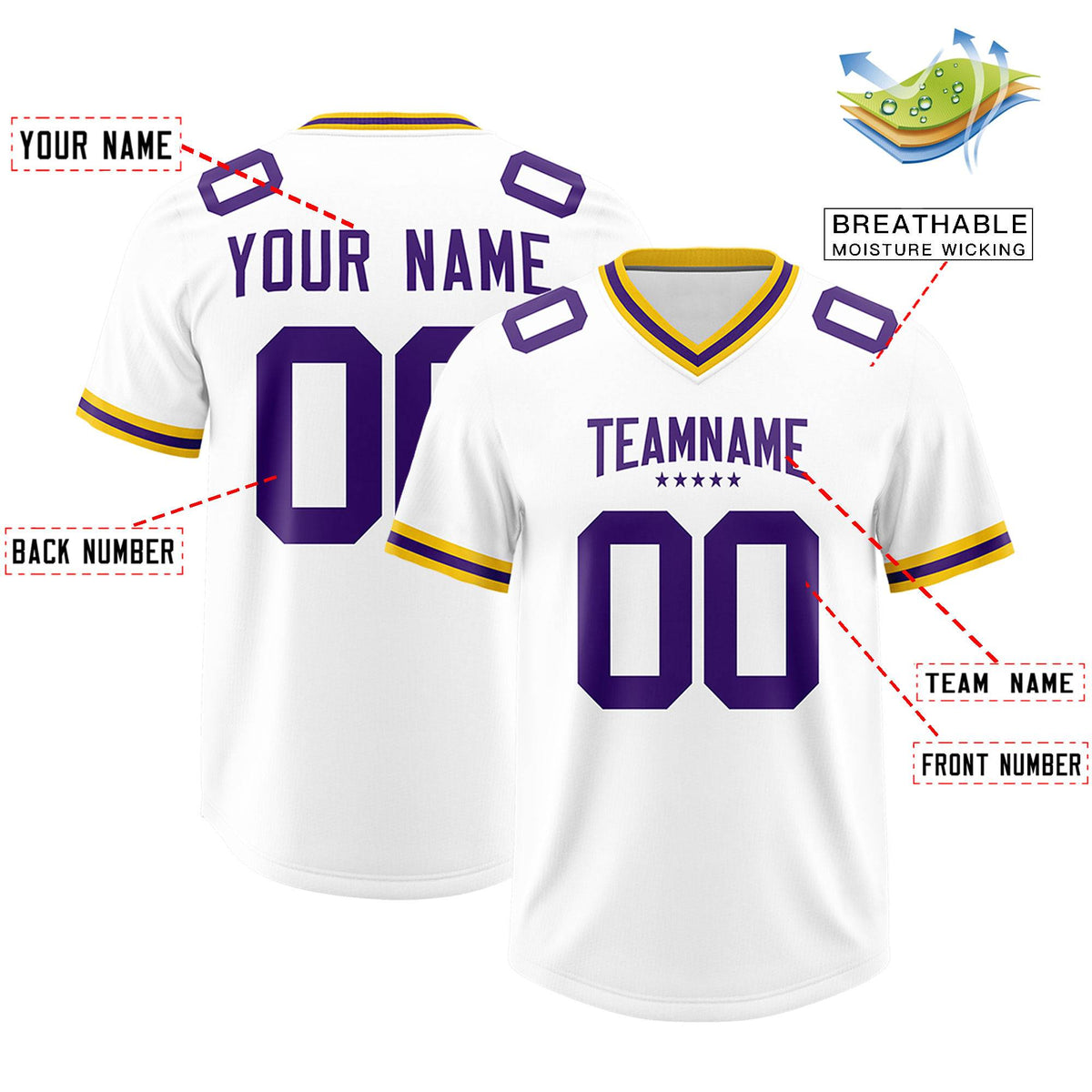 Custom White Football Jersey