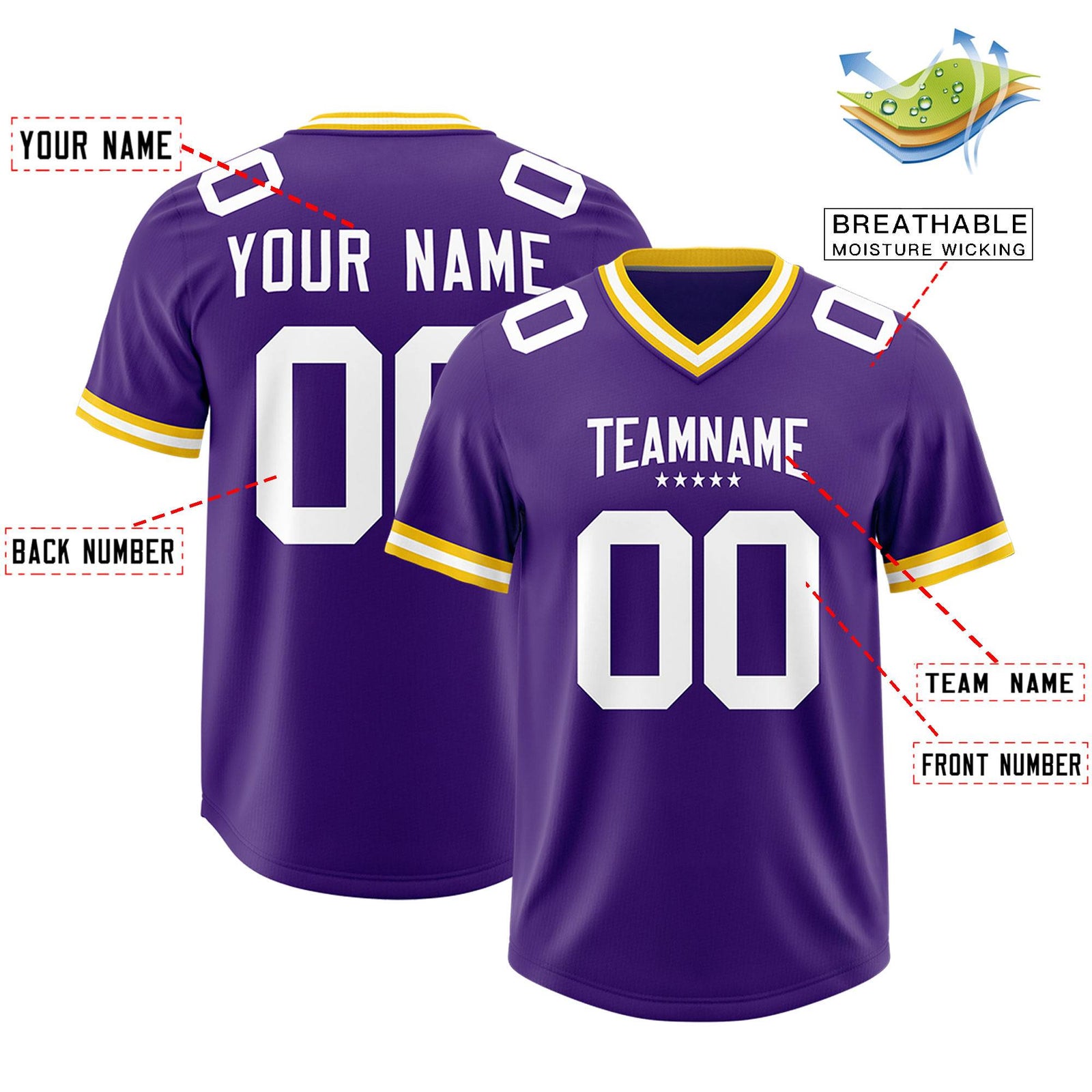 Custom Purple Classic American Football Jerseys
