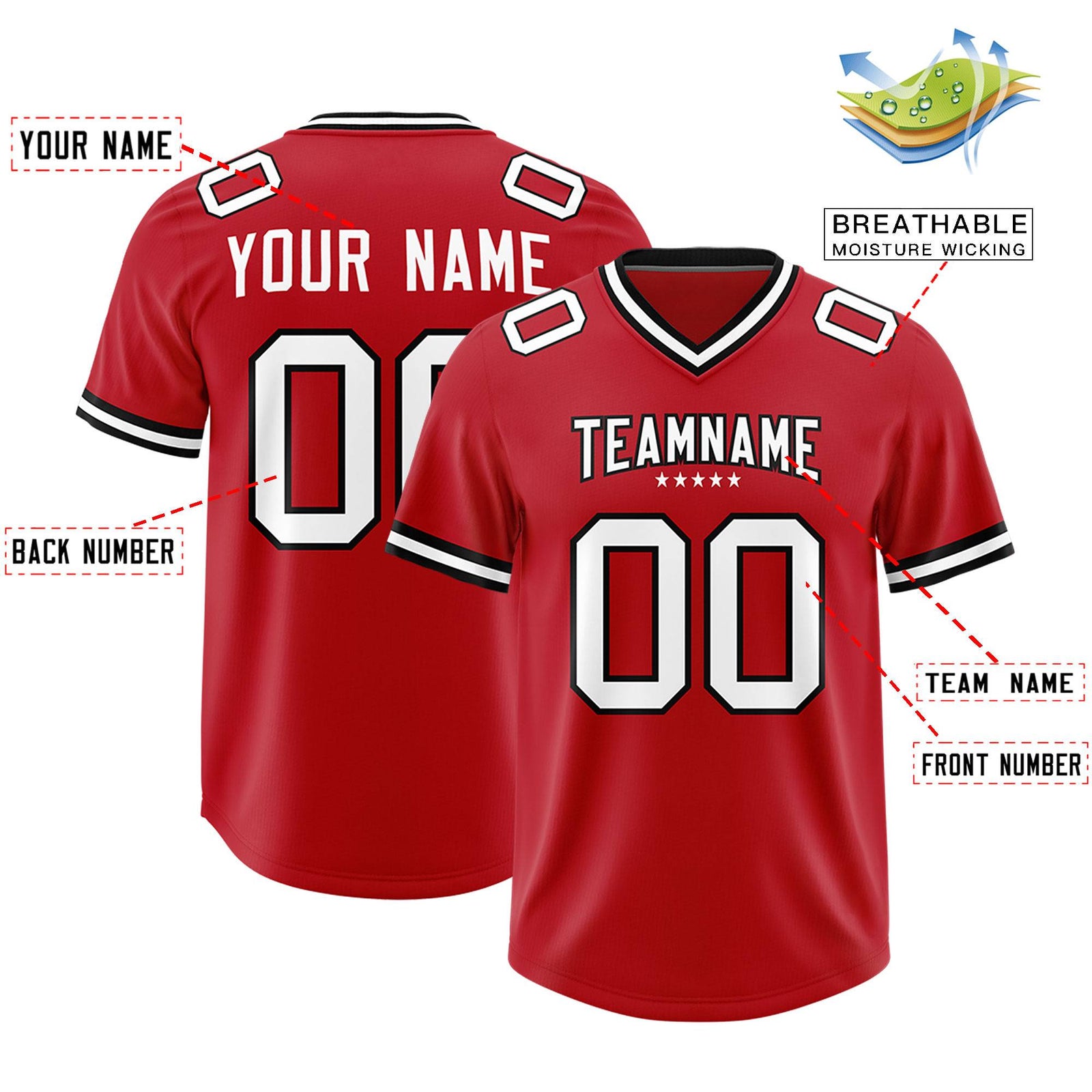Custom Red Classic American Football Jerseys