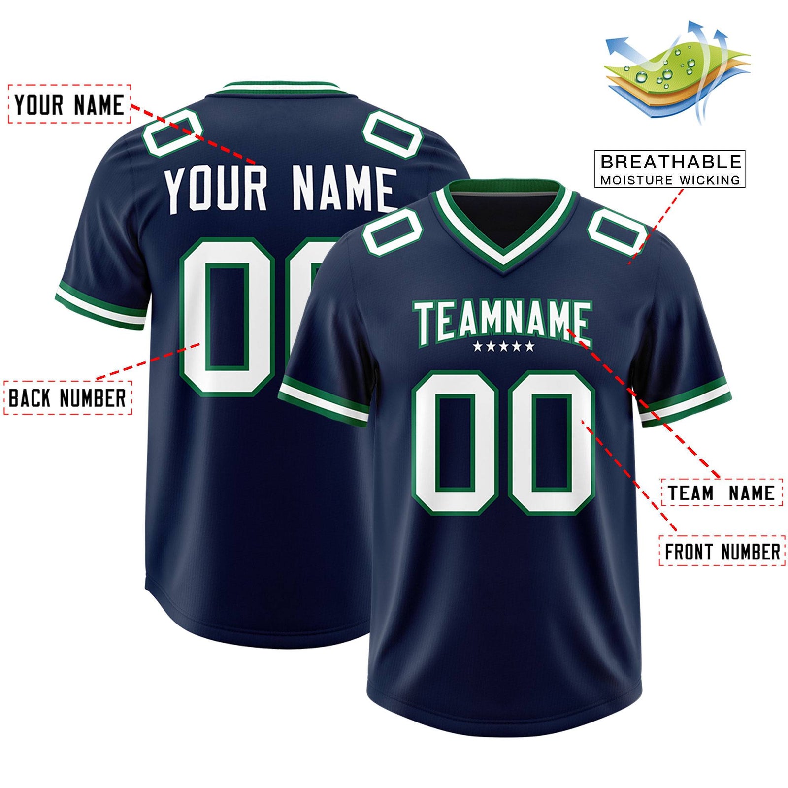 Custom Navy Classic American Football Jerseys