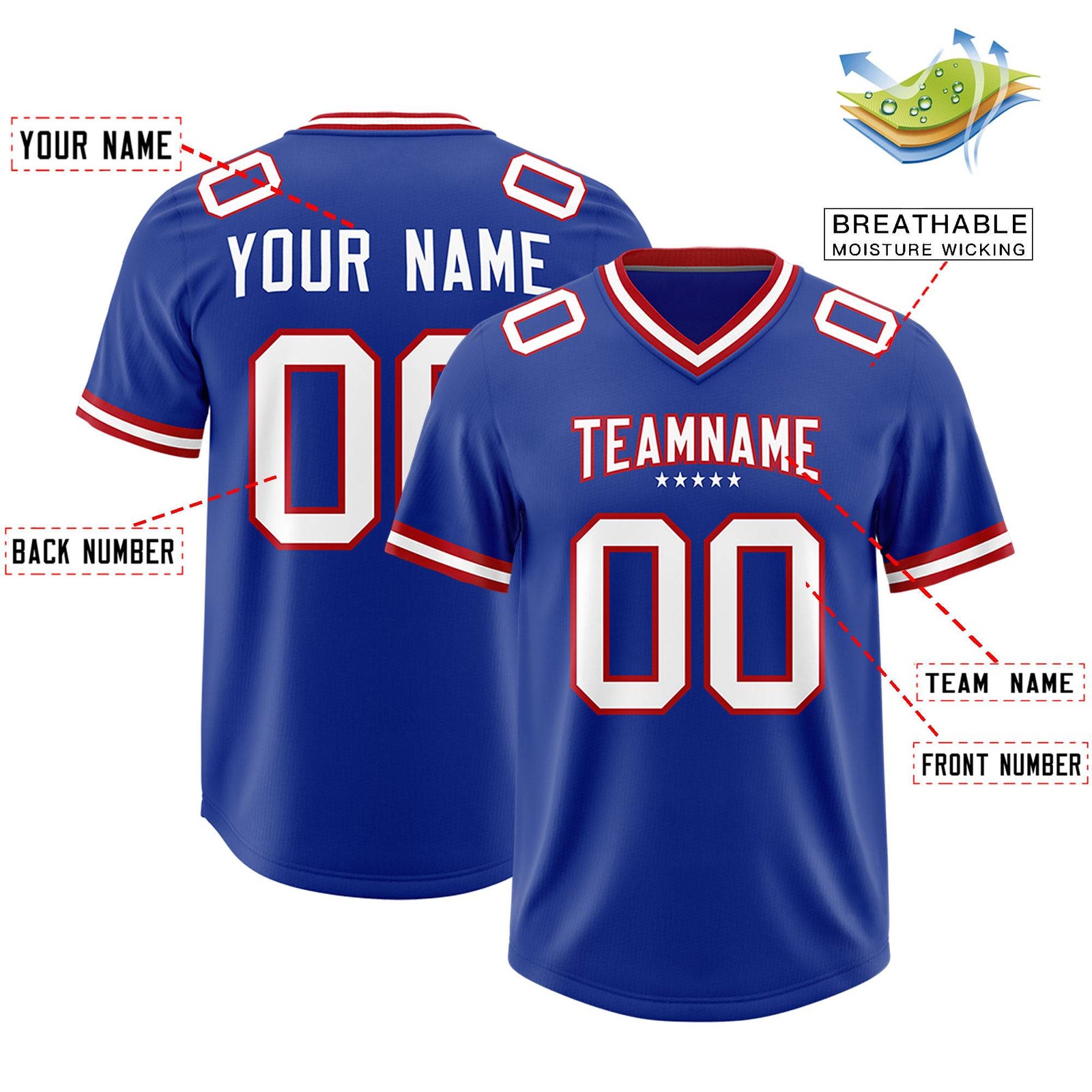 Custom Royal Classic American Football Jerseys