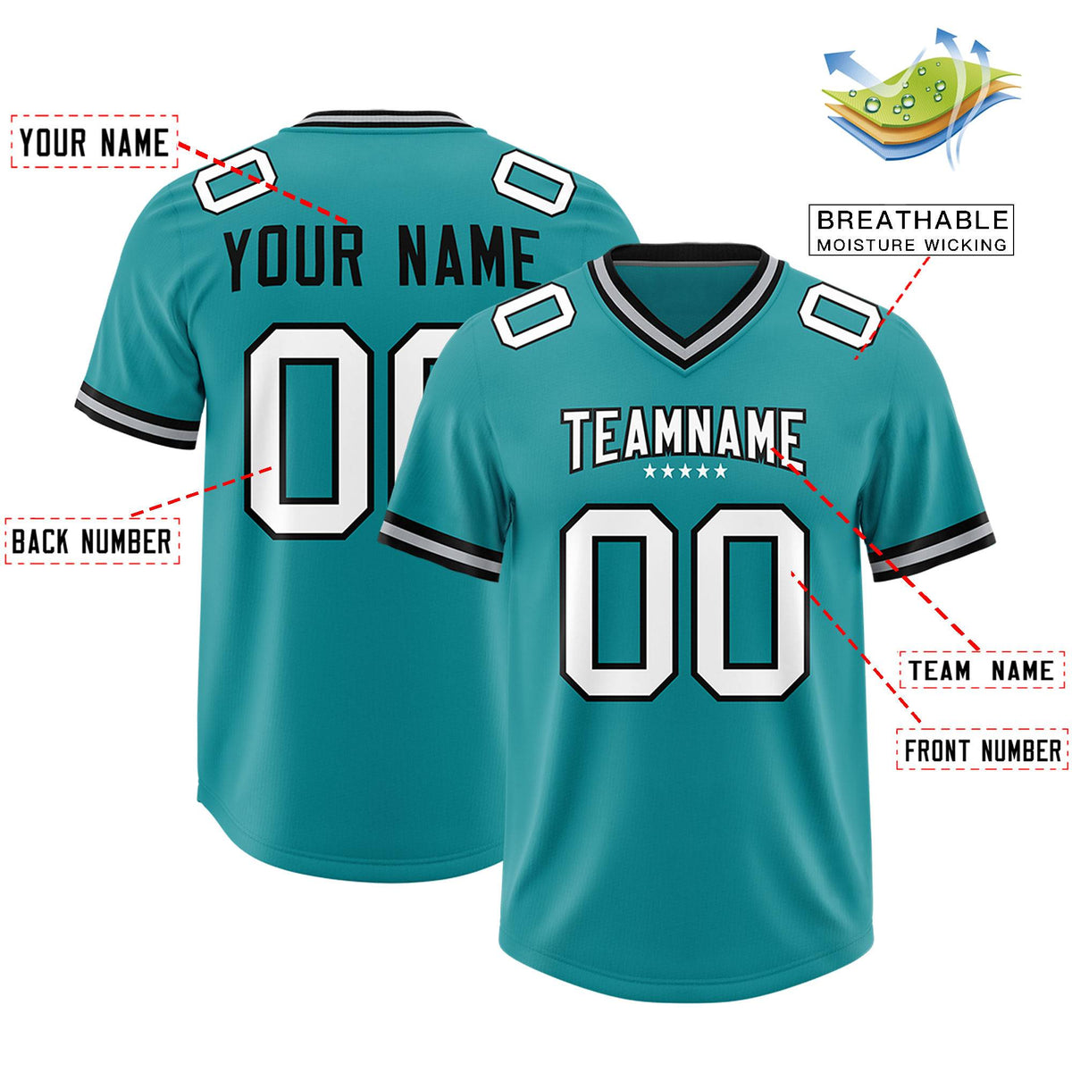 Custom Aqua Football Jersey