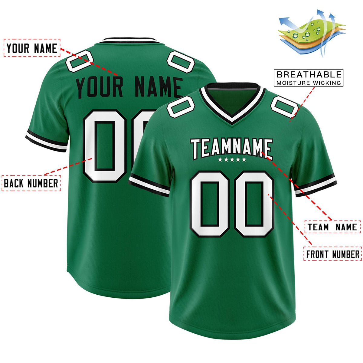 Custom Kelly Green Football Jersey