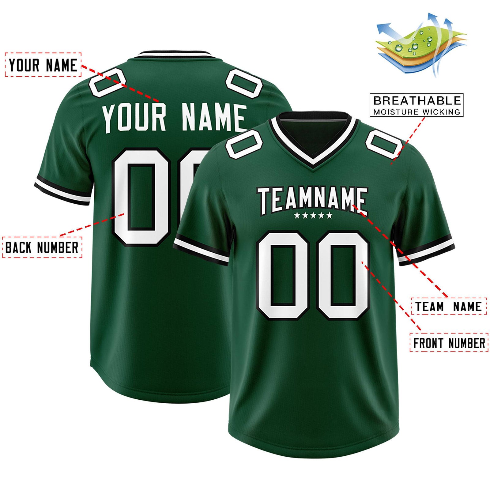 Custom Green Classic American Football Jerseys