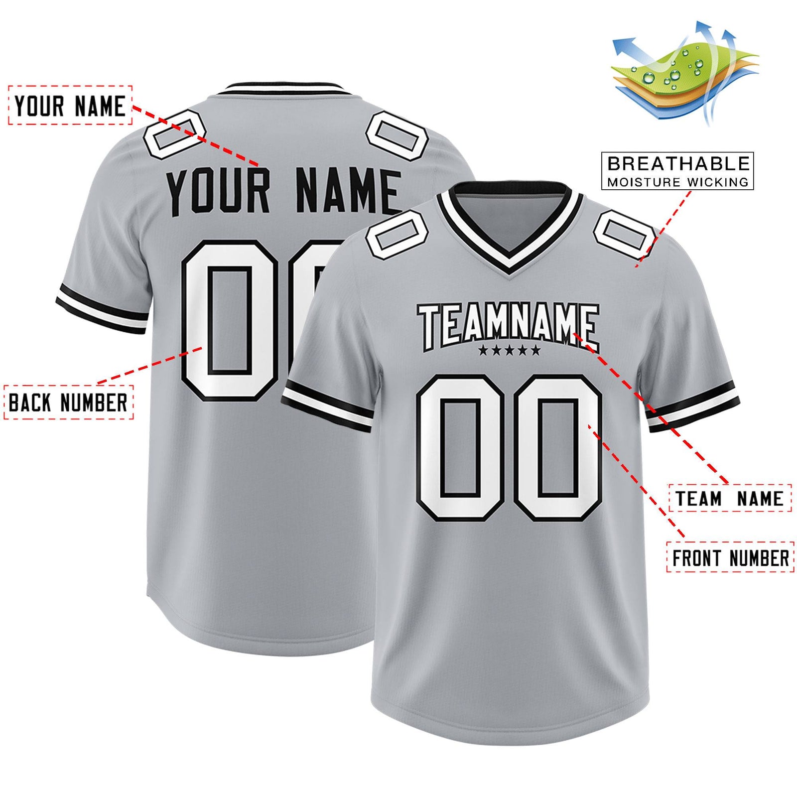Custom Silver Classic American Football Jerseys