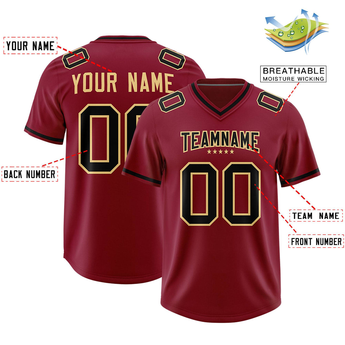 Custom Crimson Football Jersey