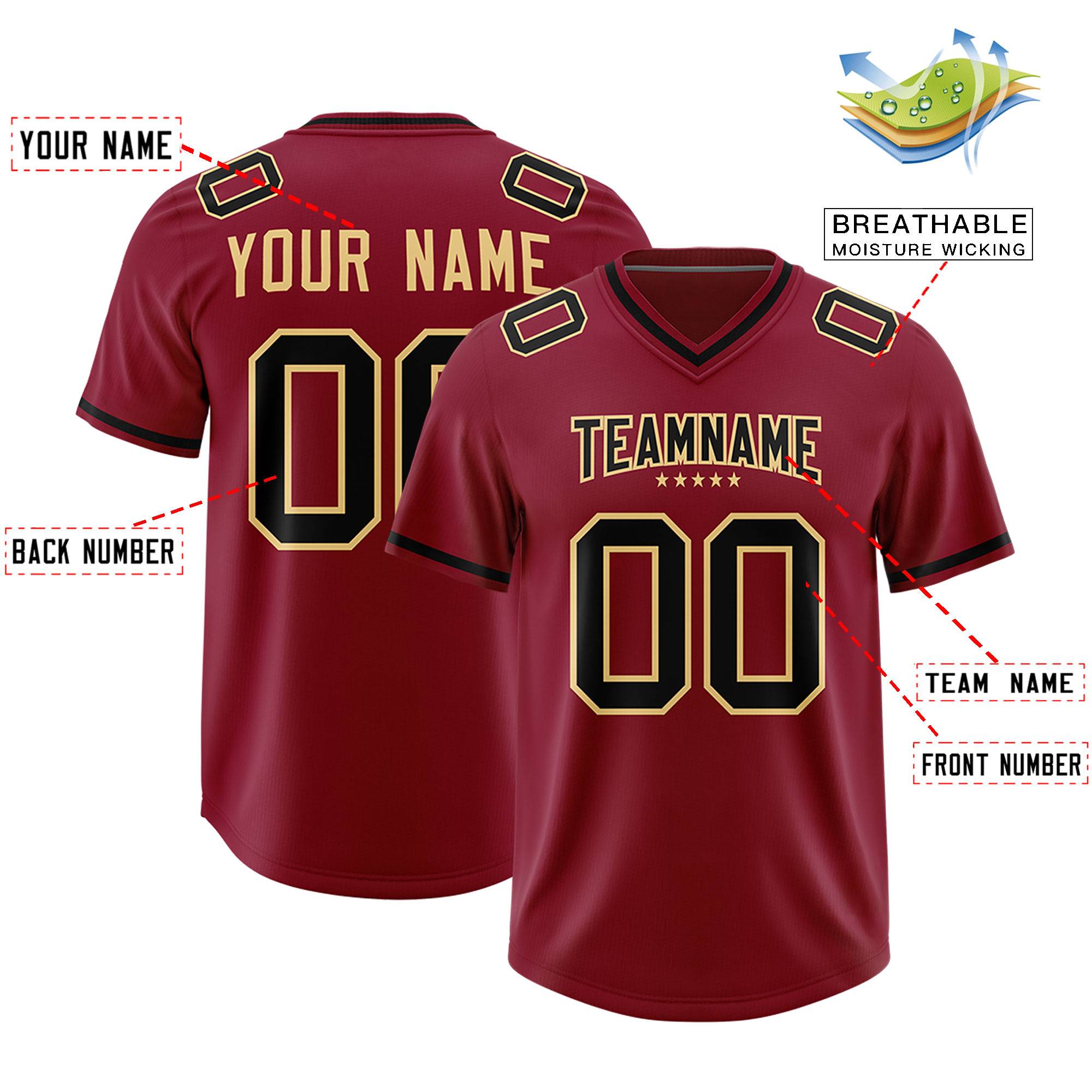 Custom Crimson Classic American Football Jerseys