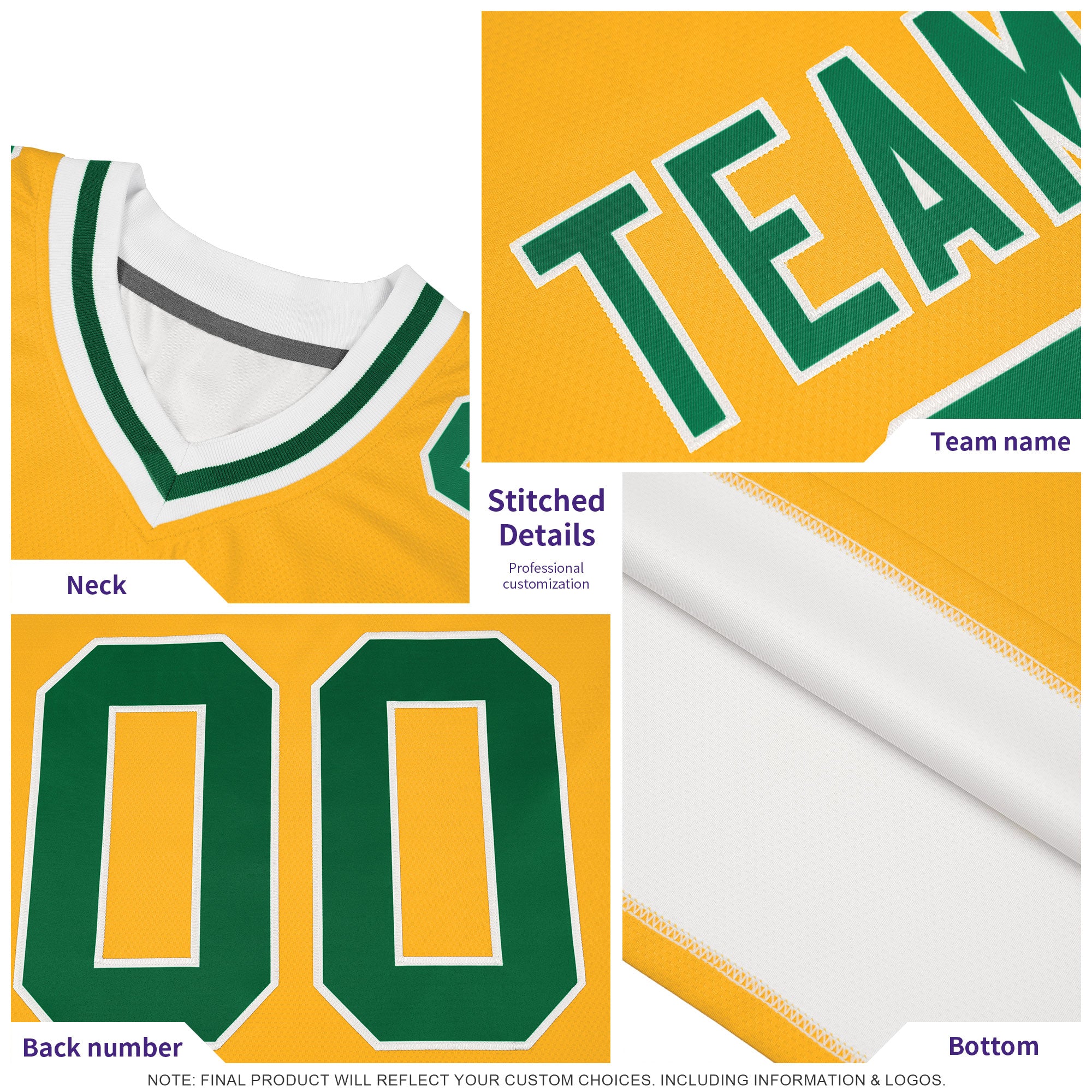 Custom Yellow Classic Style American Football Jerseys