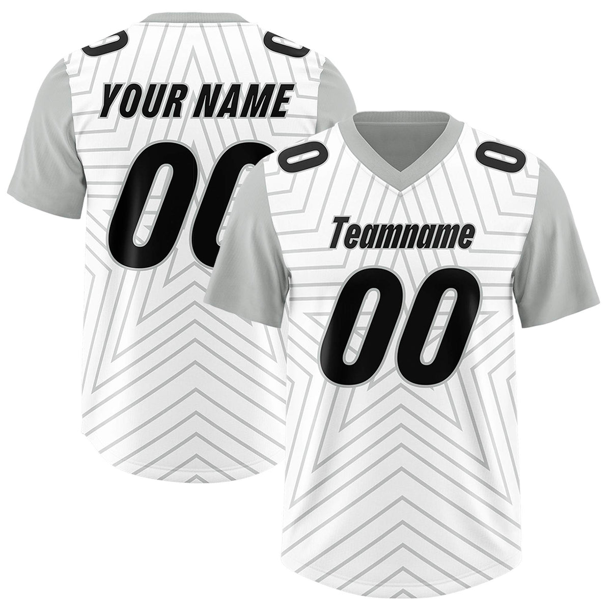 Custom White Gray Personalized Star Pattern Raglan Sleeves Authentic Football Jersey