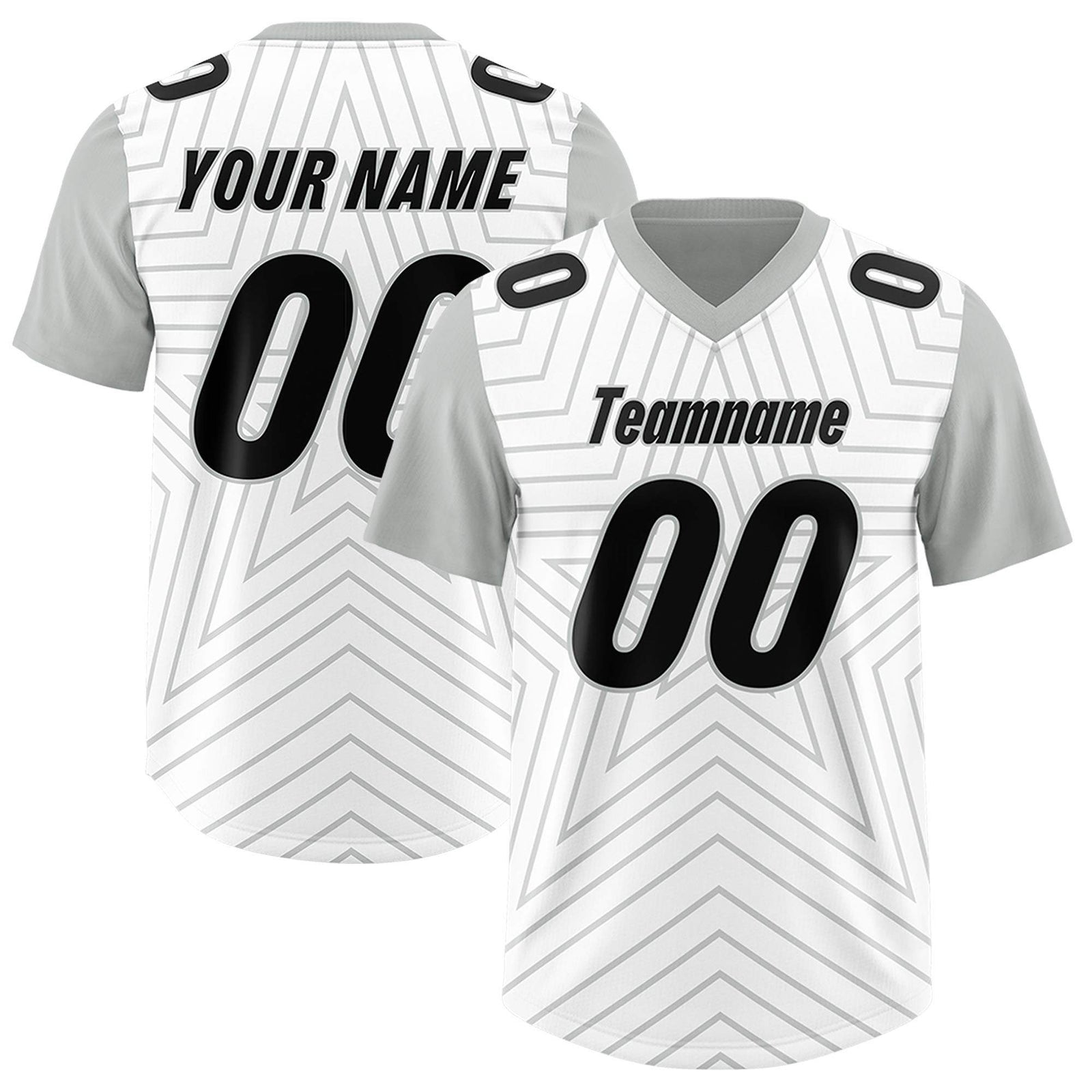 Custom White Gray Personalized Star Pattern Raglan Sleeves Authentic Football Jersey