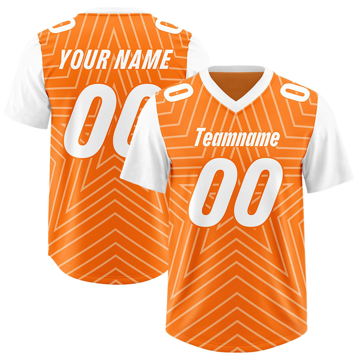 Custom Orange White Personalized Star Pattern Raglan Sleeves Authentic Football Jersey