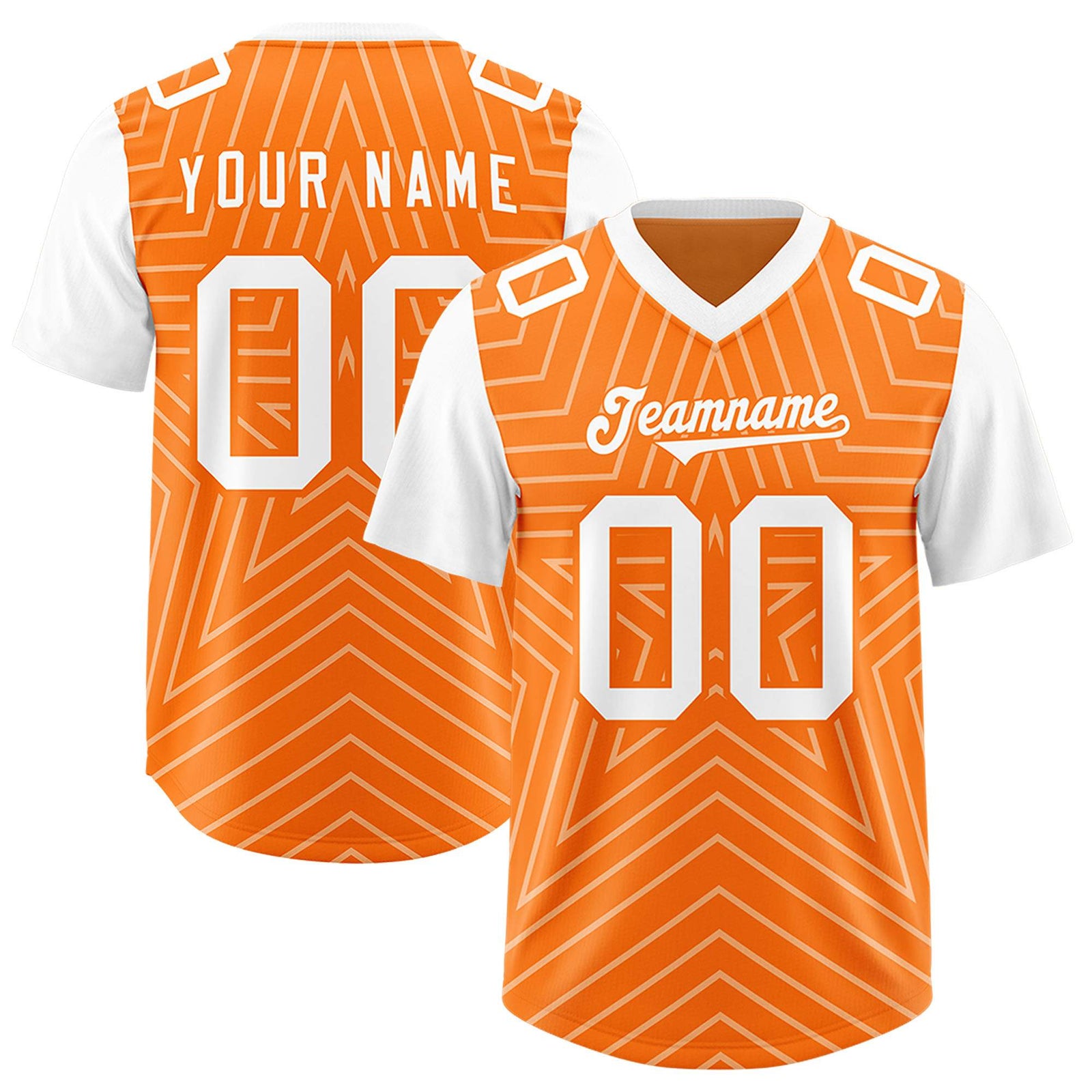 Custom Orange White Personalized Star Pattern Raglan Sleeves Authentic Football Jersey