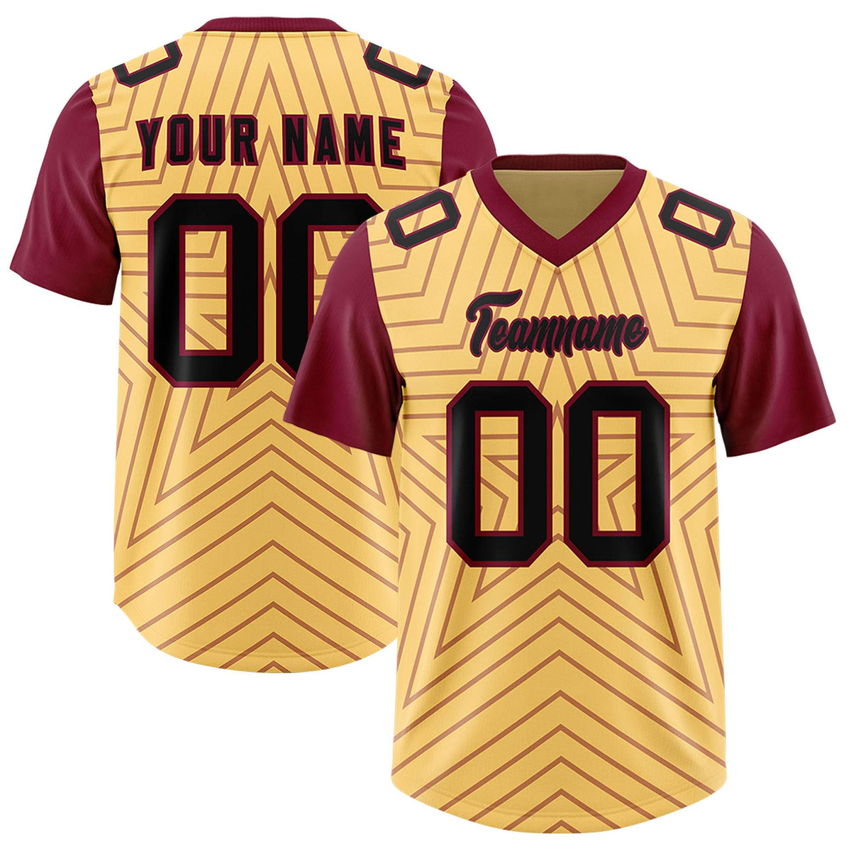 Custom Khaki Cardinal Personalized Star Pattern Raglan Sleeves Authentic Football Jersey