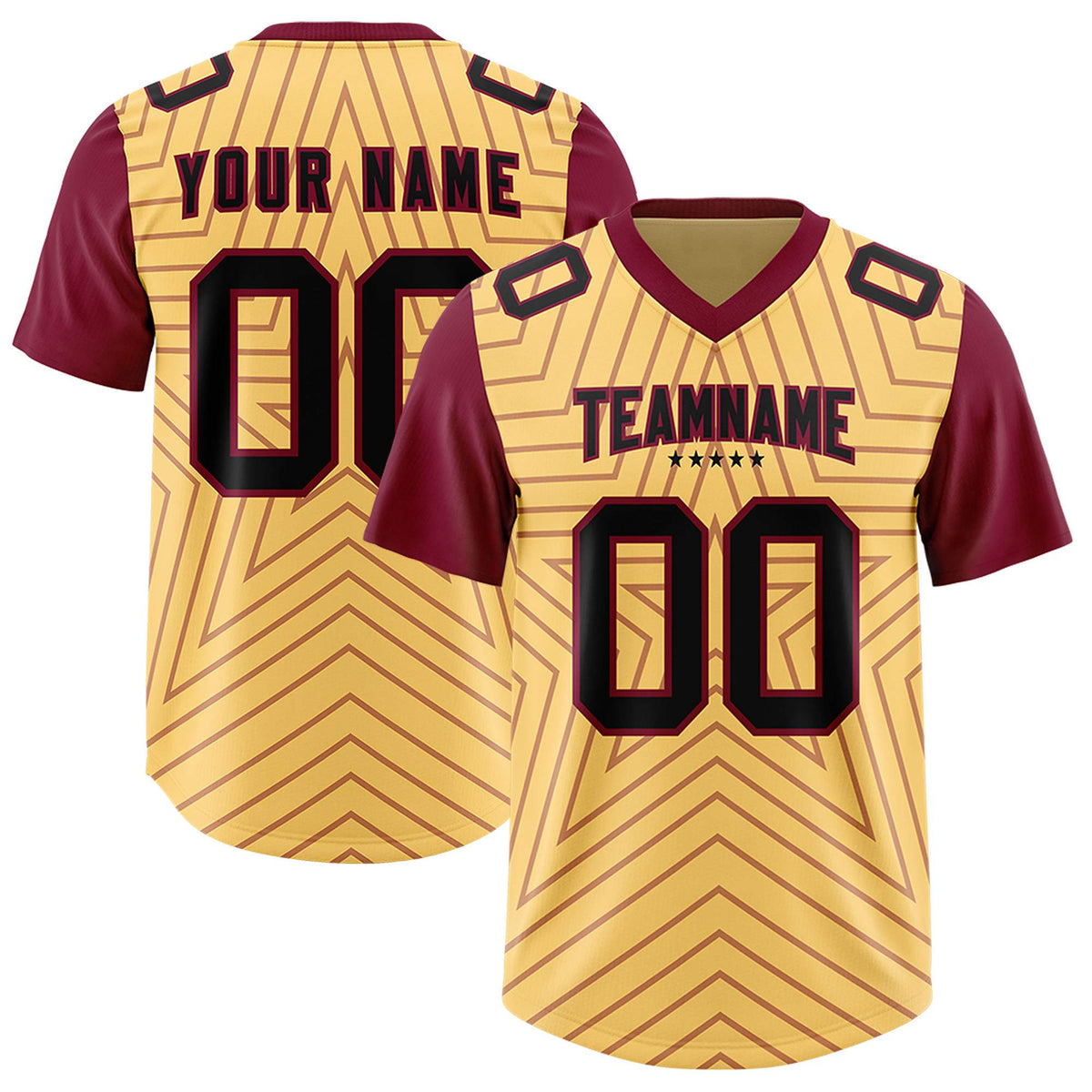 Custom Khaki Cardinal Personalized Star Pattern Raglan Sleeves Authentic Football Jersey
