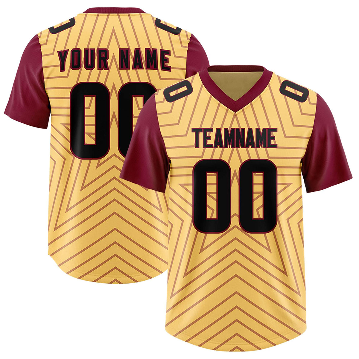 Custom Khaki Cardinal Personalized Star Pattern Raglan Sleeves Authentic Football Jersey
