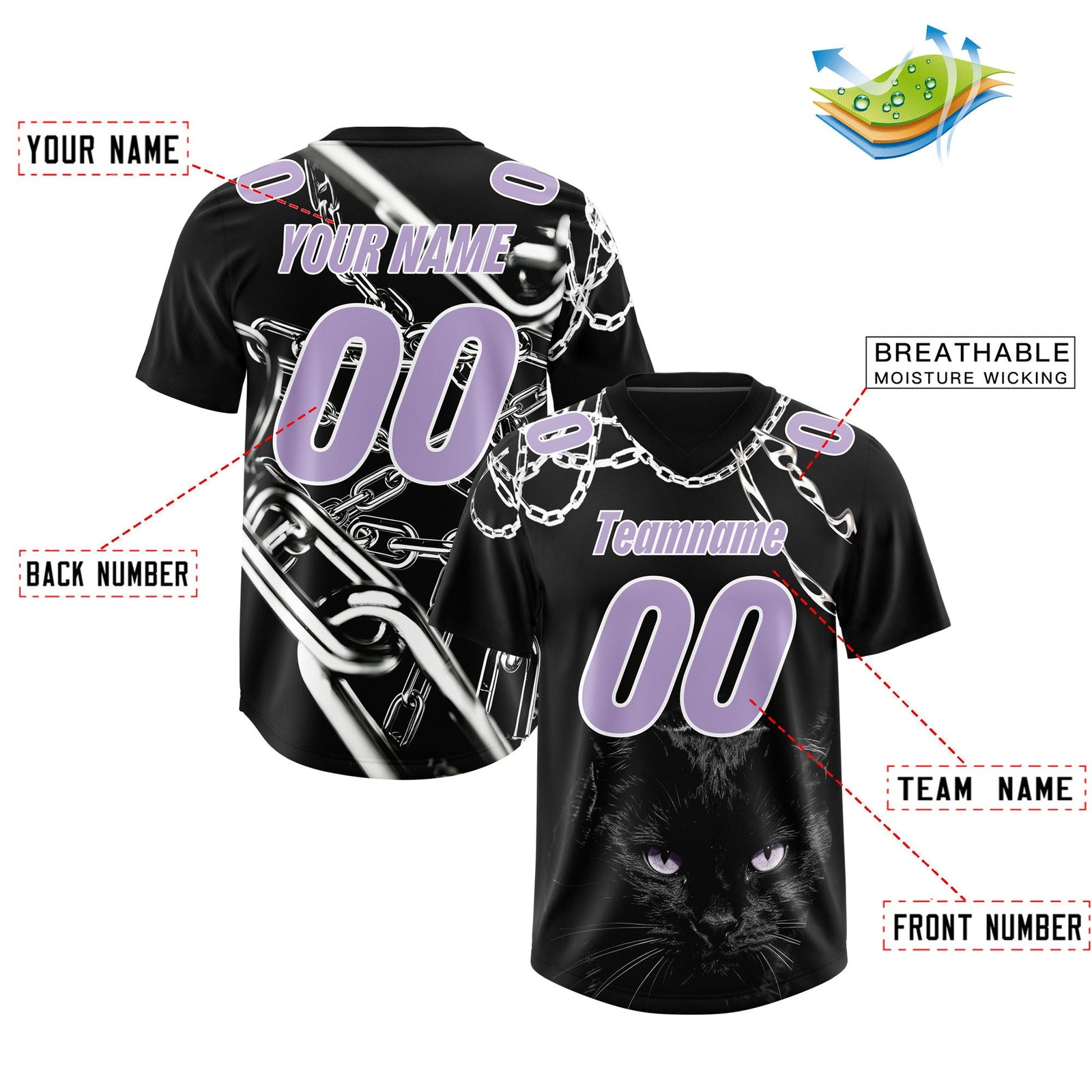 Custom Black Light Purple Graffiti Pattern Chains Football Jersey| KXKSHOP
