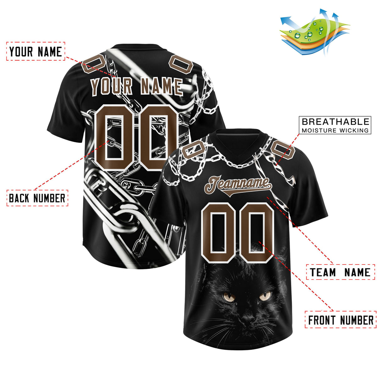 Custom Black Graffiti Pattern Chains Football Jersey| KXKSHOP
