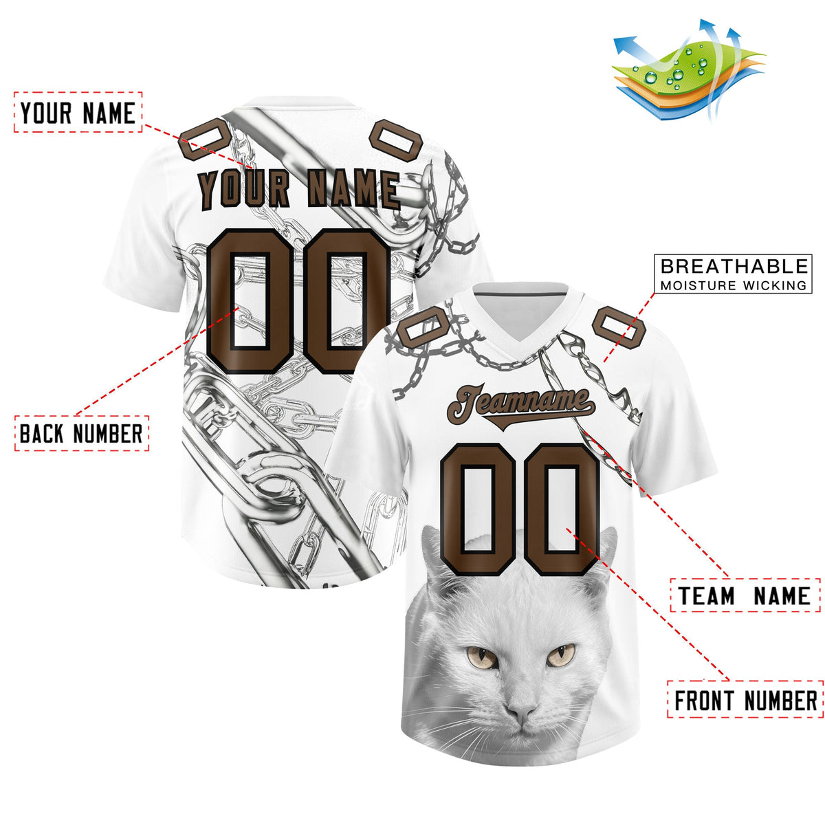 Custom White Graffiti Pattern Chains Football Jersey| KXKSHOP