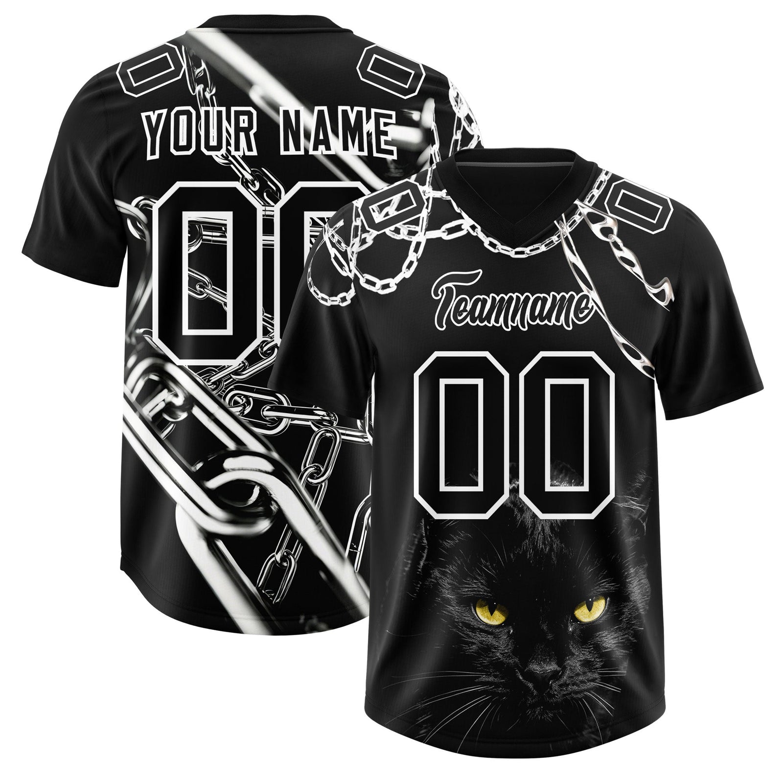Custom Black White Graffiti Pattern Chains Football Jersey| KXKSHOP