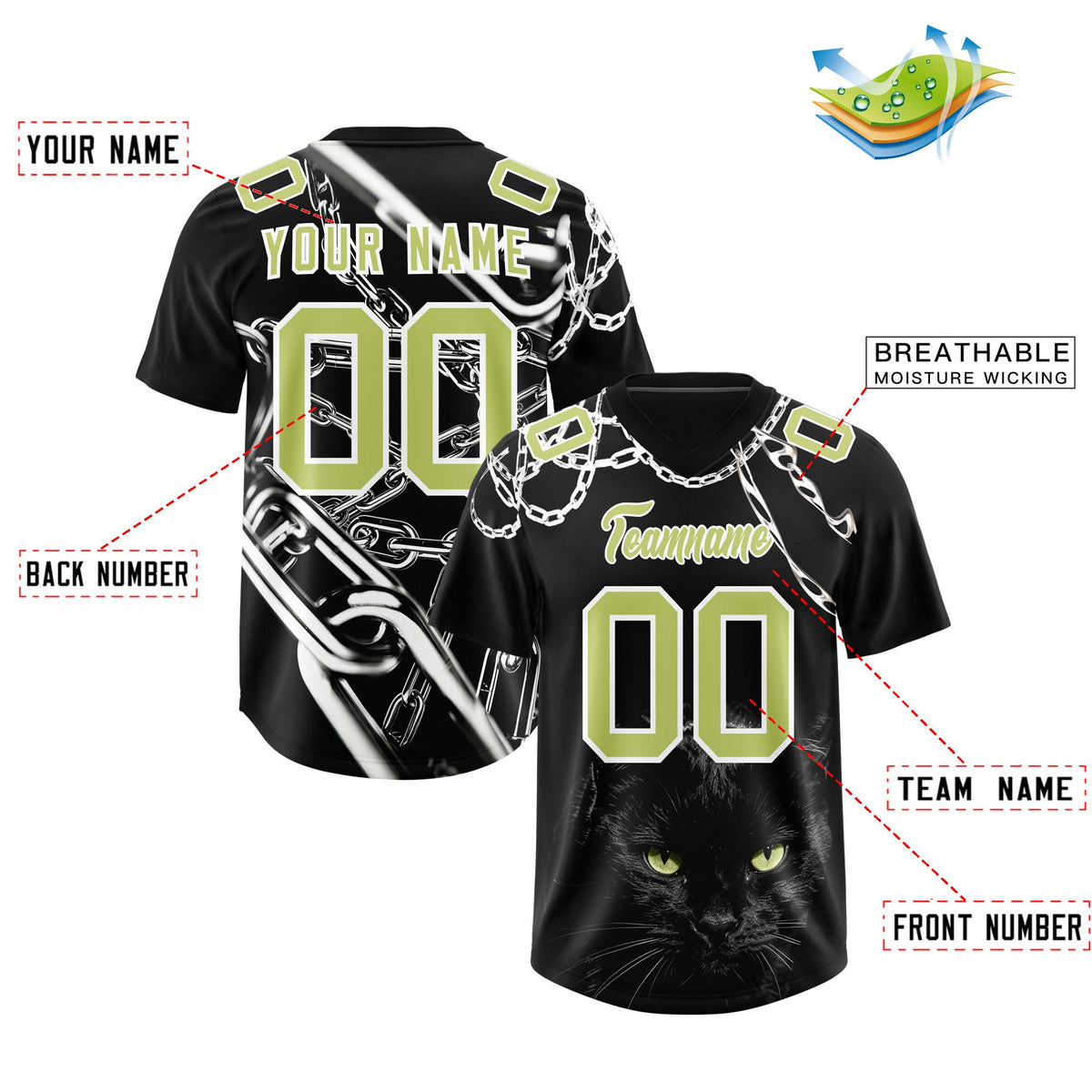 Custom Black Champagne Graffiti Pattern Chains Football Jersey| KXKSHOP