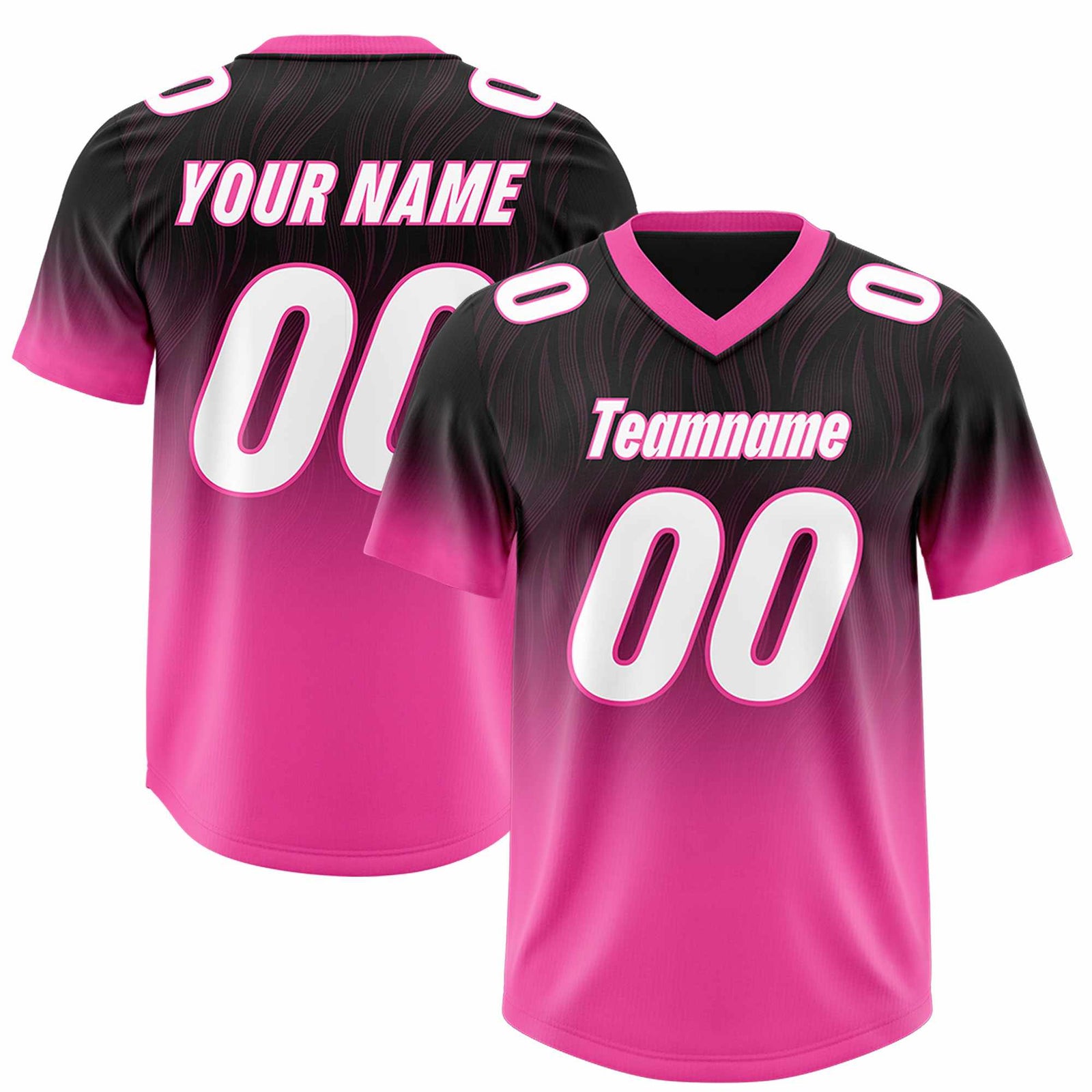 Custom Black Pink Gradient Fashion Outdoor Authentic Football Jersey