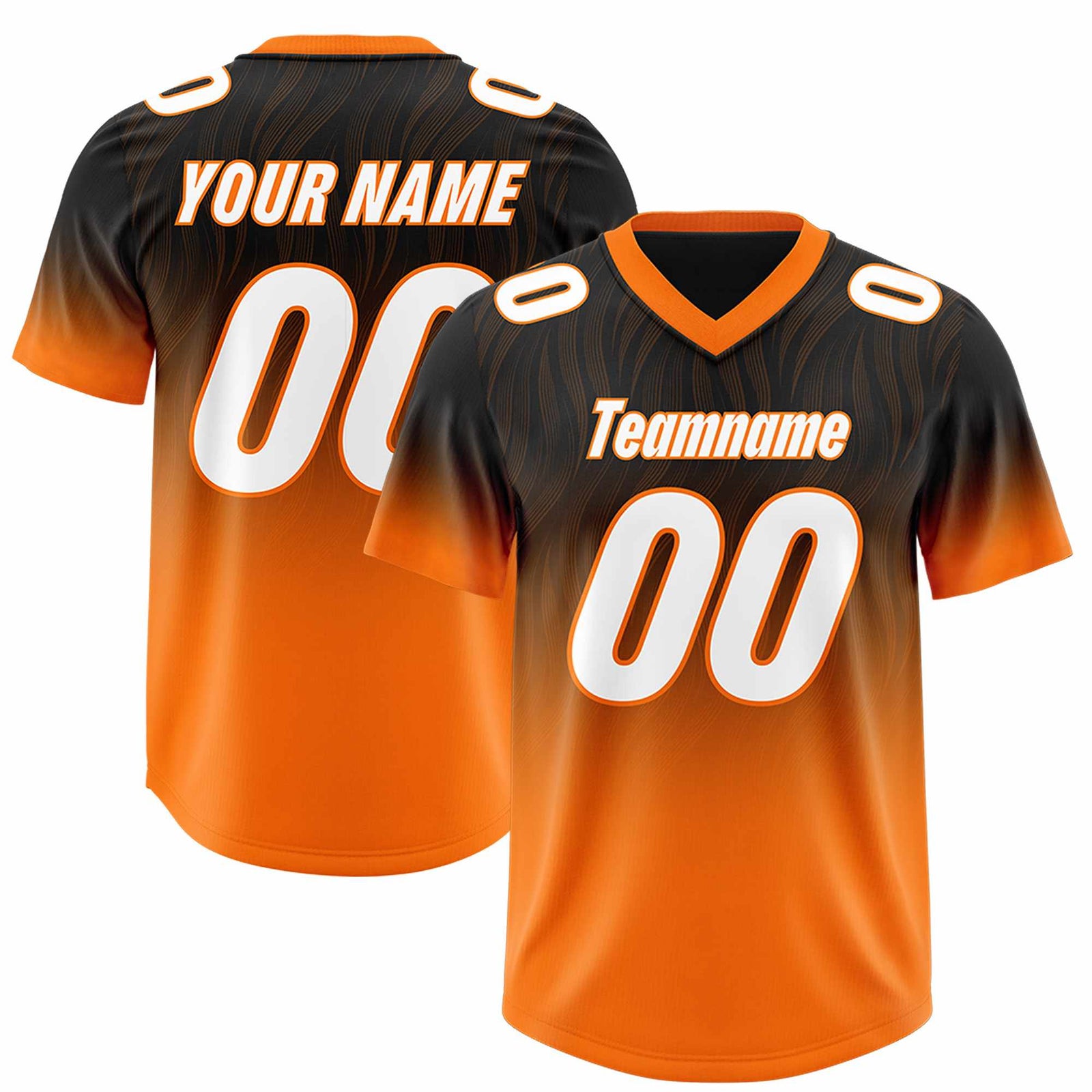 Custom Black Orange Gradient Fashion Outdoor Authentic Football Jersey