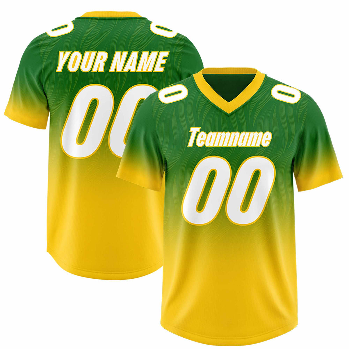 Custom Kelly Green Gold Gradient Fashion Outdoor Authentic Football Jersey