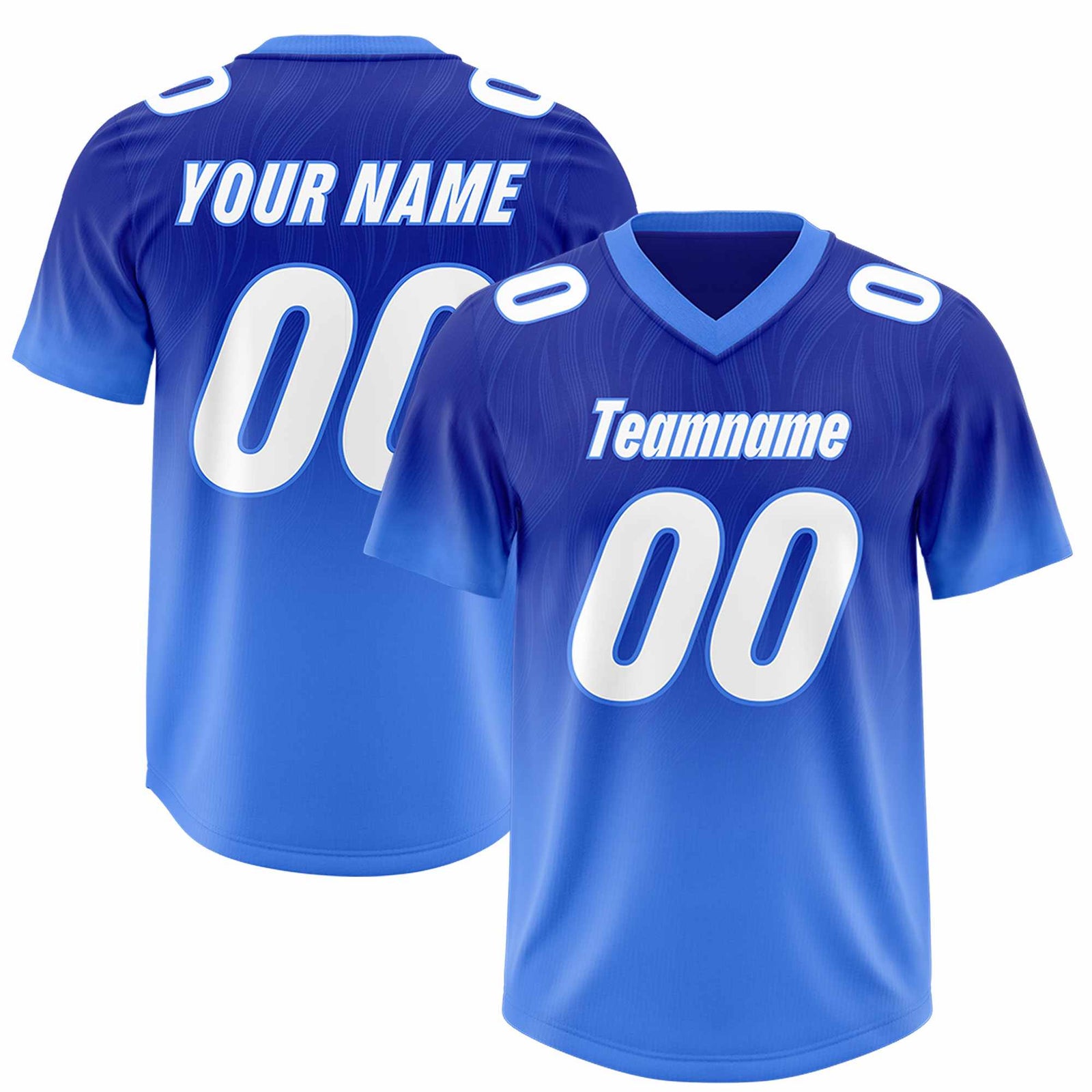 Custom Royal Powder Blue Gradient Fashion Outdoor Authentic Football Jersey