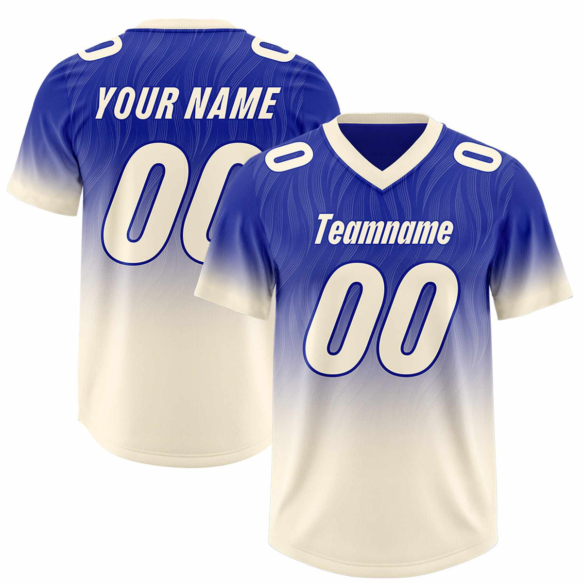 Custom Royal Cream Gradient Fashion Outdoor Authentic Football Jersey