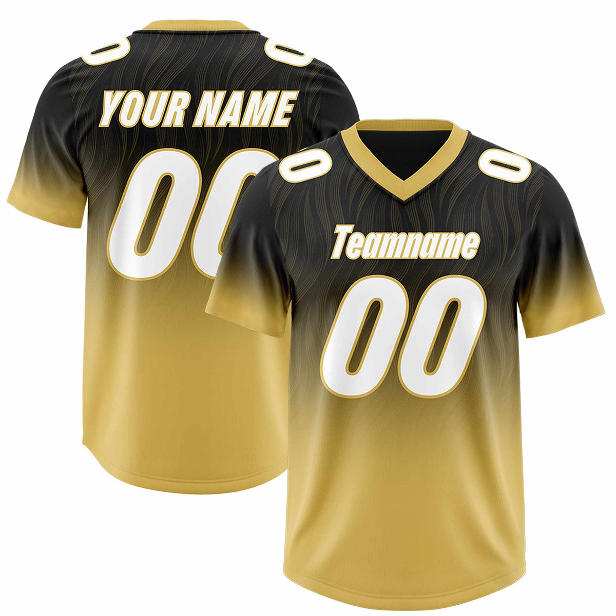Custom Black Old Gold Gradient Fashion Outdoor Authentic Football Jersey