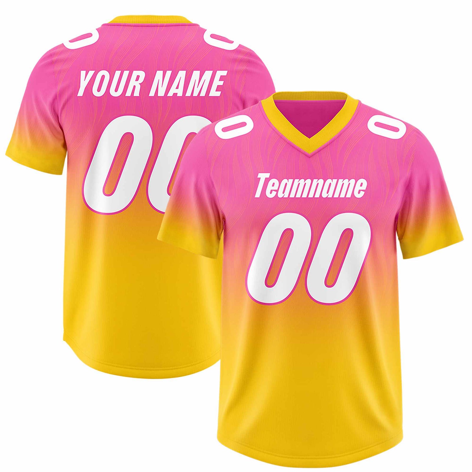 Custom Pink Gold Gradient Fashion Outdoor Authentic Football Jersey